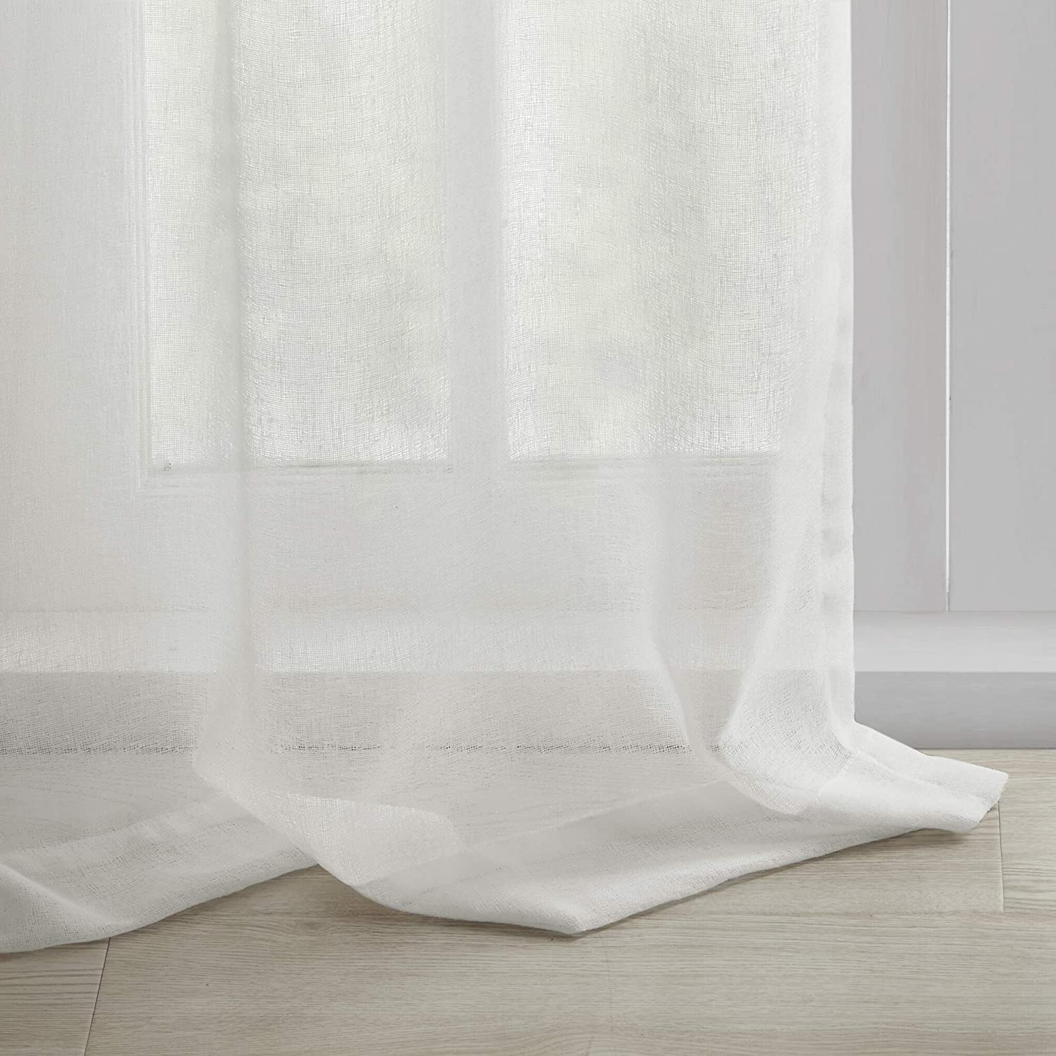 Madison Park Rosette Curtain for Bedroom Living Room and Dormitory, Fabric, White, 50 in x 95 in, W 50" x L 95" (1 Panels) - Image 3
