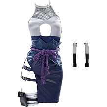 Mobbunny Ninja Cosplay Costume Cutout Bodysuit and Skirt with Sleeves and Waist Rope Halloween Costume