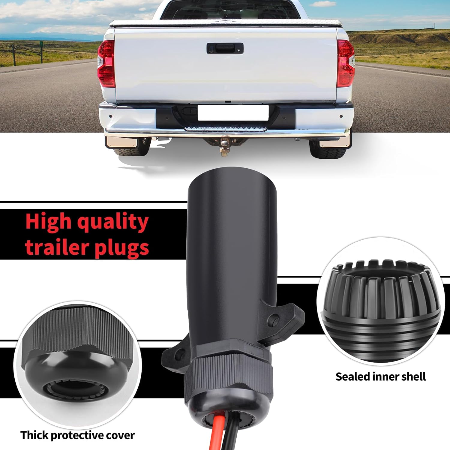 7 Way Trailer Plug to SAE Cable,10AWG 7 Pin Trailer Plug to SAE Connector for RV Truck Trailer(10FT)