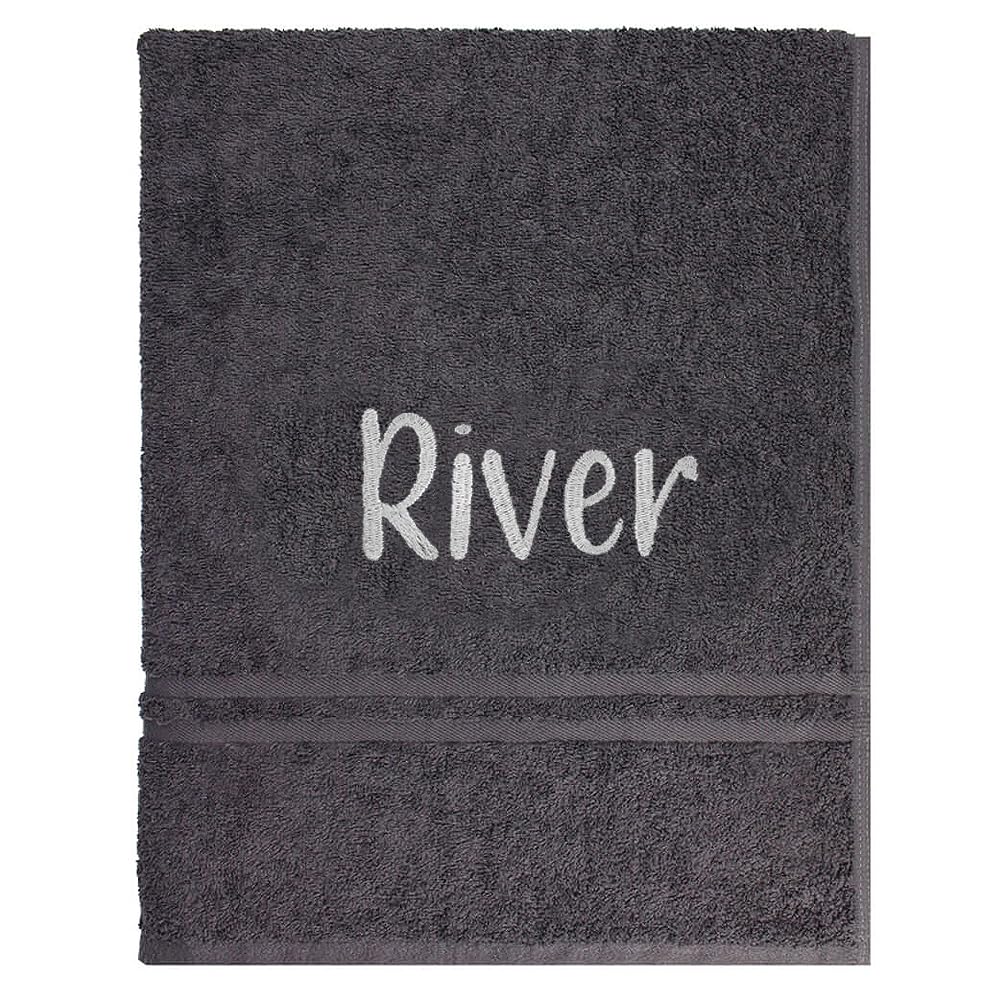 TeddyT's Personalised School Swimming Bath Towel with Embroidered Name (Charcoal Grey)