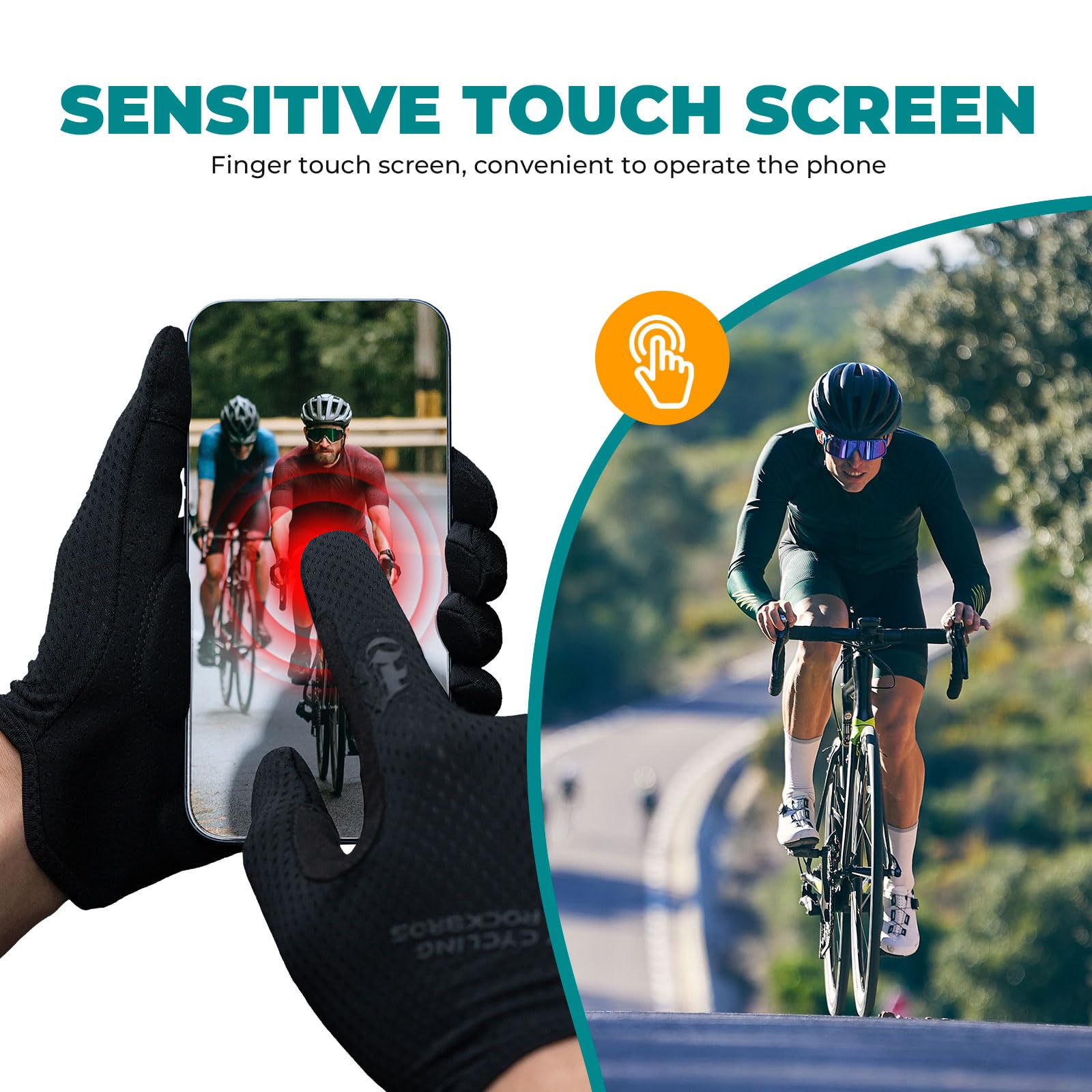 ROCKBROS Guantes Ciclismo Hombre Guantes MTB Dedo Completo Primavera Verano Guantes Deportivos Transpirable para Deporte Bicicleta Montaña Carretera