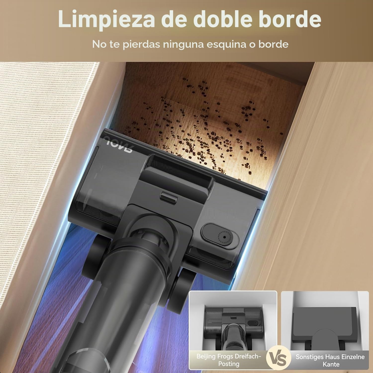 JONR ED 12 Pro MAX Aspiradora Fregona sin Cable (ED 12 Upgrade) – 17000 Pa Succión Potente, Pantalla LCD, Diseño 180°, Batería 4000 mAh (40 Min de duración), Autolimpieza 70 °C & Secado 5 Min Suelos.