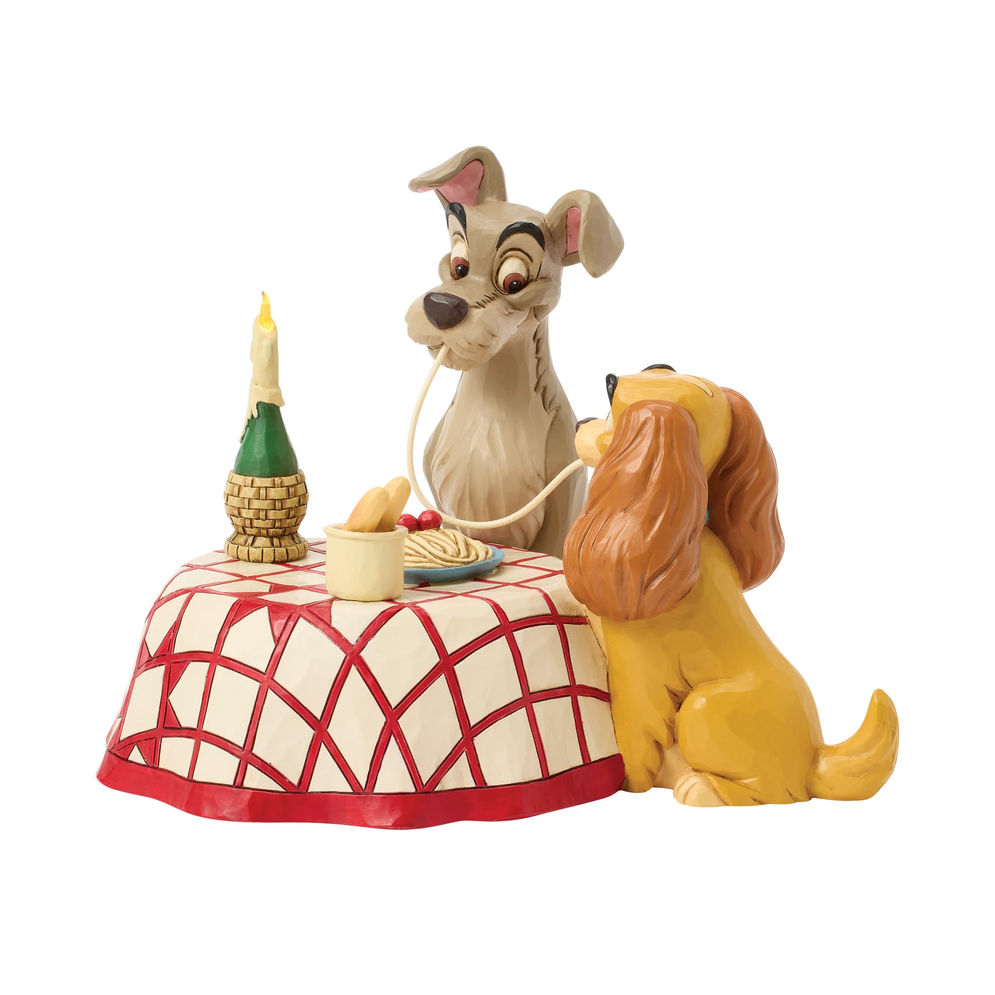 Disney Traditions Figurine à LED Lady and Tramp Scène Spaghetti