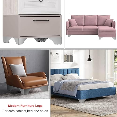Miniatura 6 de BSTKEY Juego de 4 patas de metal moderno para muebles de 3.1 in, con tornillos de montaje, patas de repuesto para muebles, muebles, muebles,