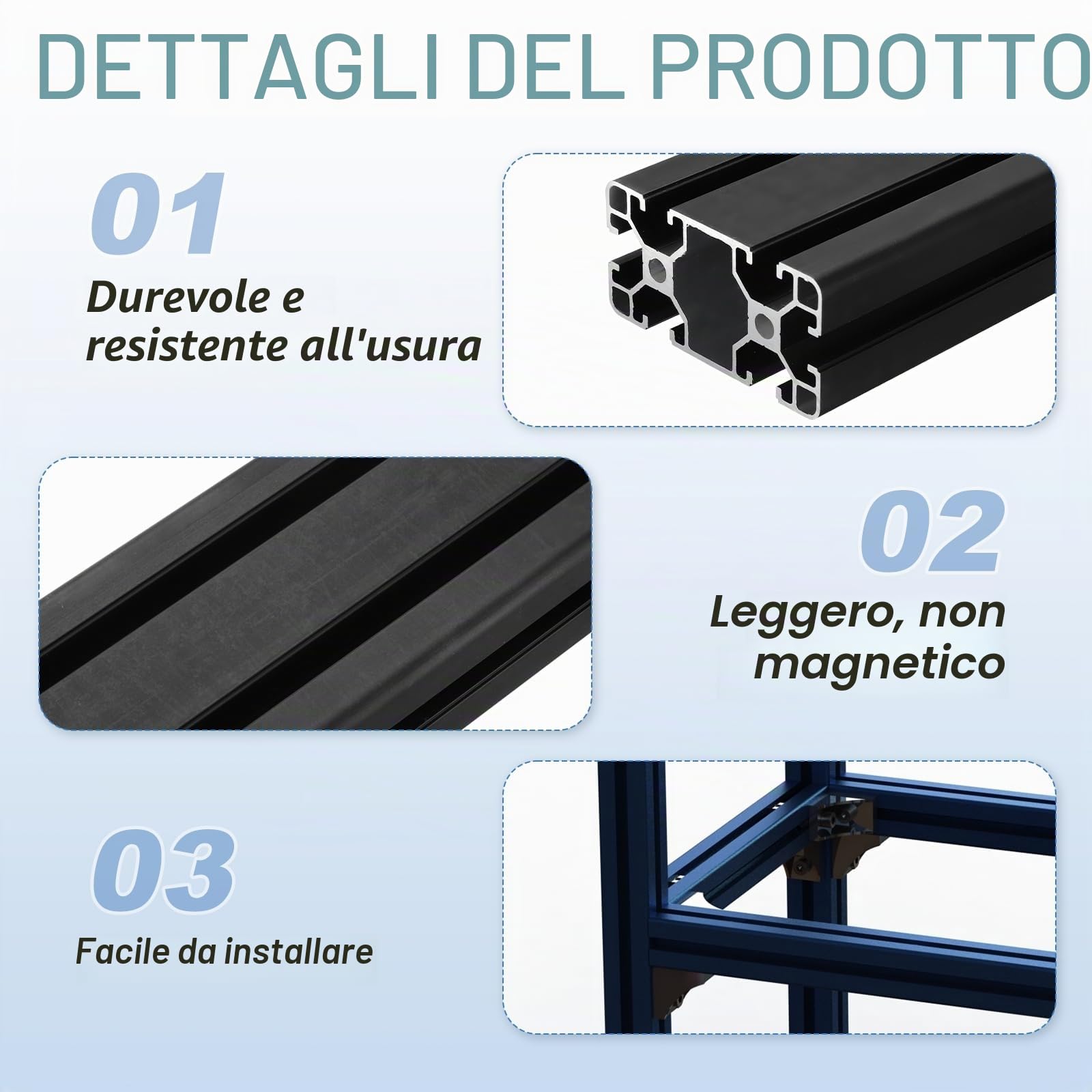 sourcing map 2 pezzi di estrusione in alluminio 4080, profilo lineare anodizzato standard europeo da 400 mm, per parti di stampante 3D CNC progetti fai da te, nero