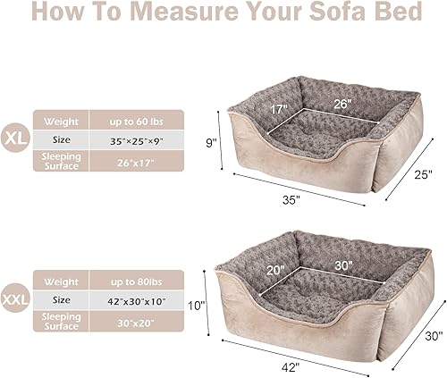Miniatura 4 de Joejoy Cama rectangular para perro grande, mediano, pequeño, cachorro, sofá cama ortopédico lavable, suave, transpirable, duradera, calmante, parte