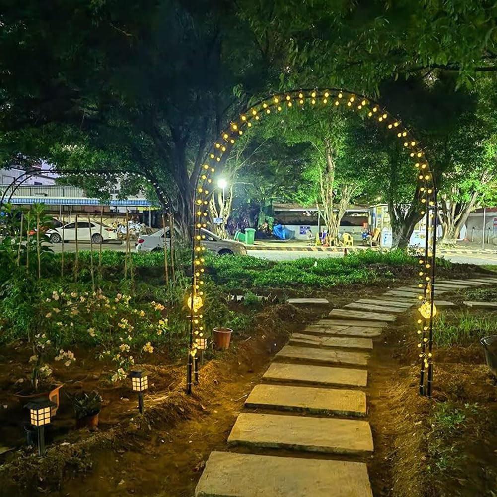 Arco da giardino in metallo resistente per piante rampicanti con rose bianche, pergolato per matrimoni, supporta grandi viti da 140 cm a 240 cm di larghezza, design resistente e robusto, perfetto per
