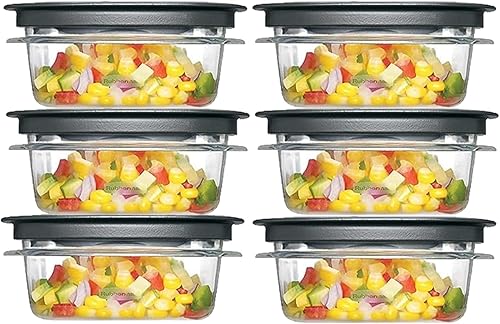 Rubbermaid Premier, juego de almacenamiento de alimentos Premier Flex & Seal de 1.25 tazas, 6 recipientes Tritan, 6 tapas flexibles y selladas