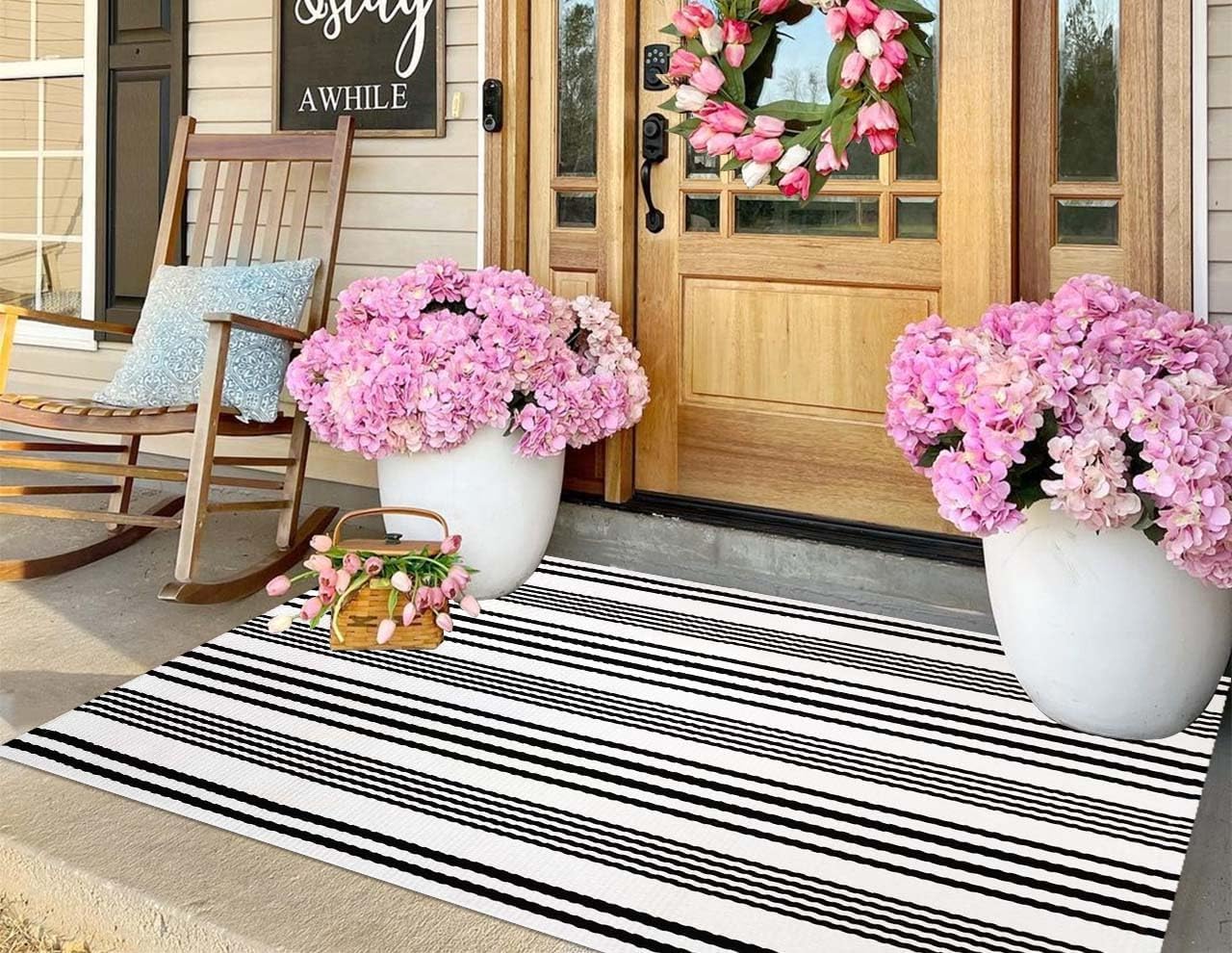 Amazon.com: Purple and White Striped Outdoor Rug 24'' x 51''Outdoor ...