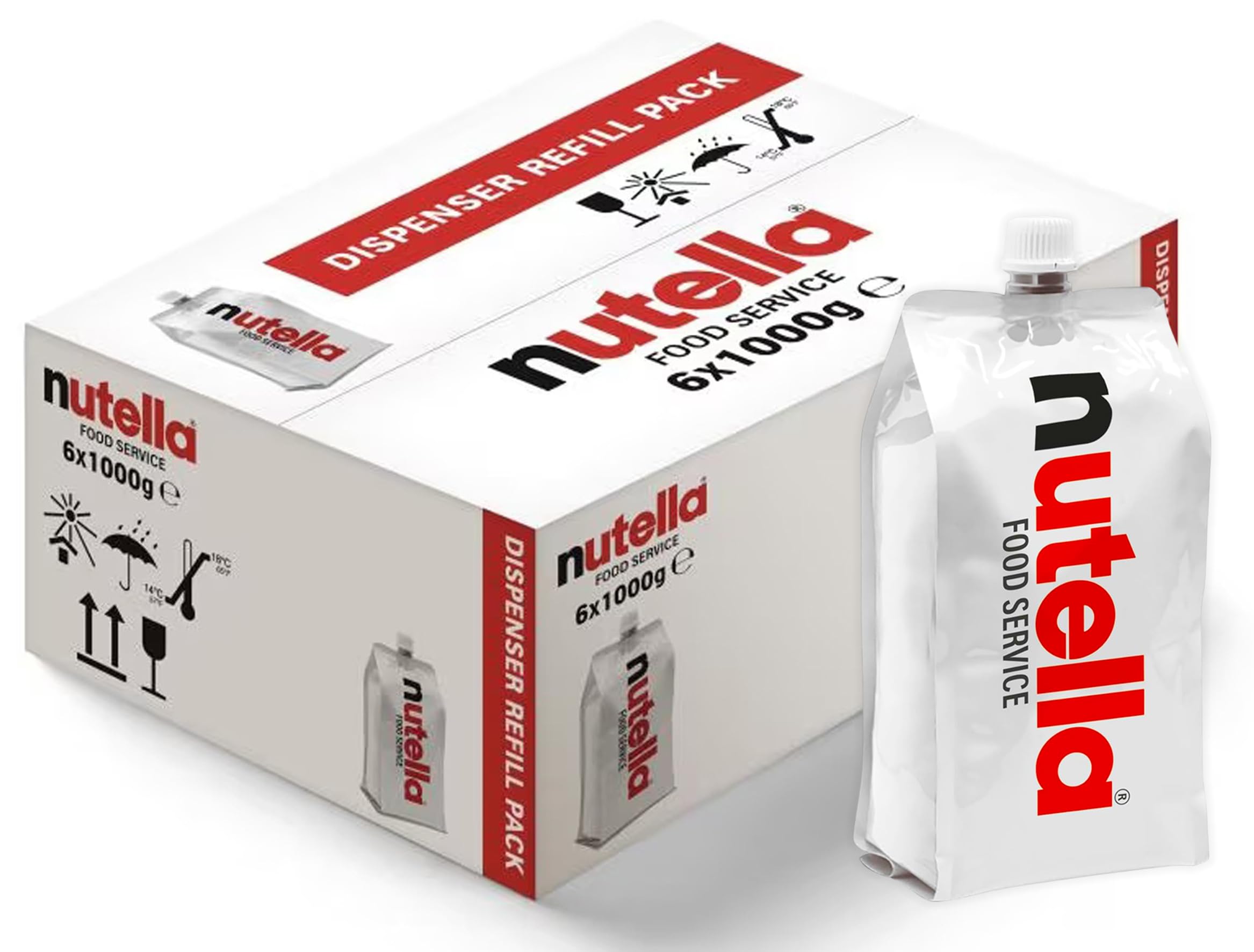 Crema Spalmabile alle Nocciole e Cacao FOOD SERVICE, Formato Sac a Poche, adatto a Dispenser per nutella 1kg [FORMATO SCORTA DA 6 CONFEZIONI]