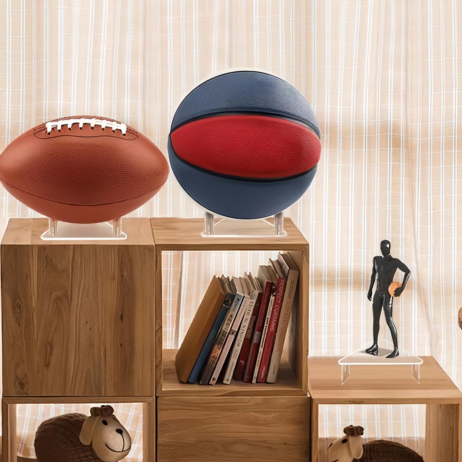 Soporte de Pelotas, Soporte Acrílico de Balones De Fútbol, Soporte de Exhibición de Pelota Transparente, Estante de Almacenamiento de Bola para Baloncesto Voleibol Rugby Pelotas Deportivas