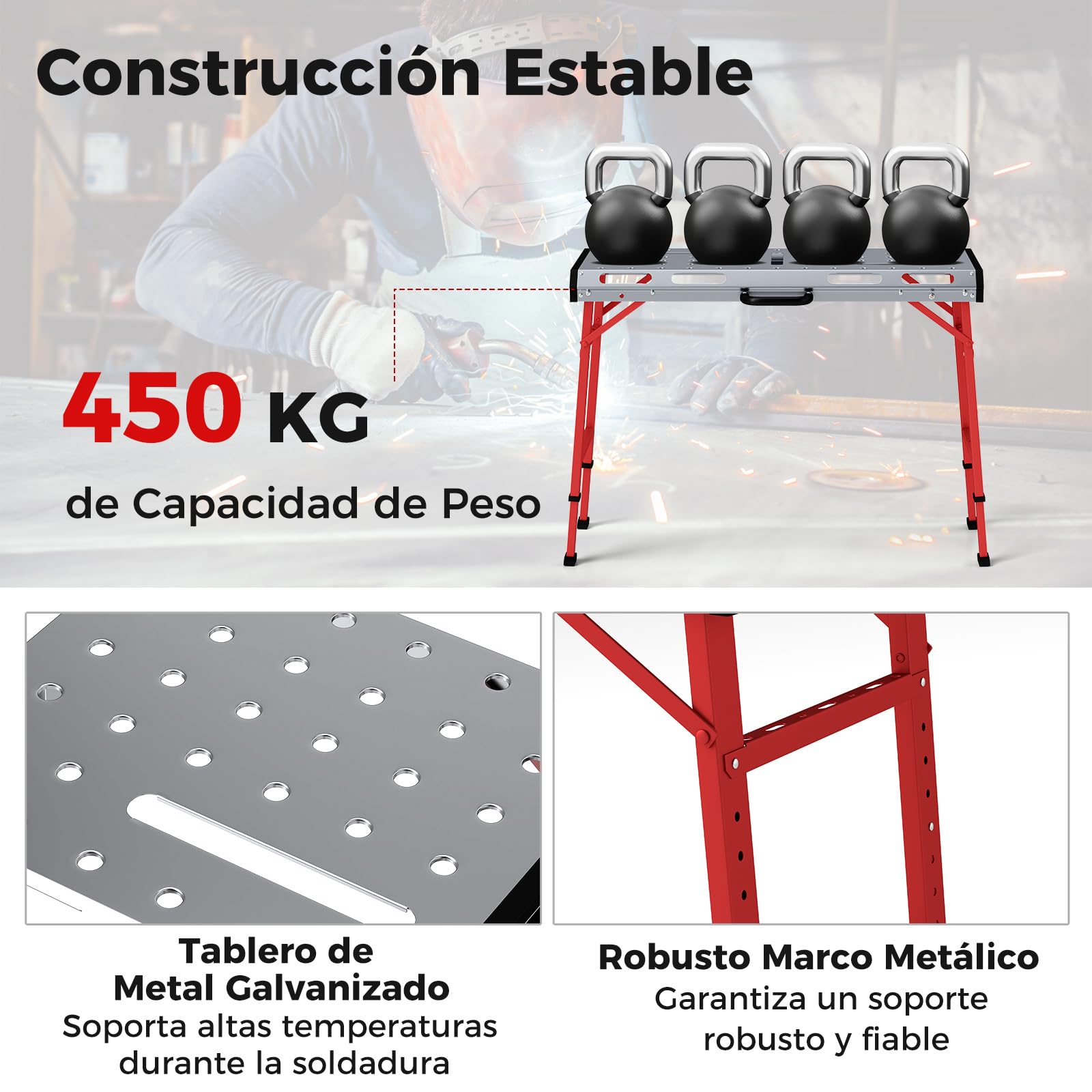 GOPLUS Banco de Trabajo Plegable con Altura Ajustable