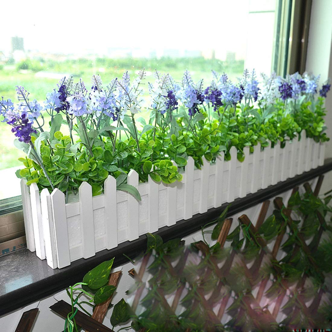 Pot à fleurs en bois clôture de stockage avec mousse 80cm pour déco de jardin