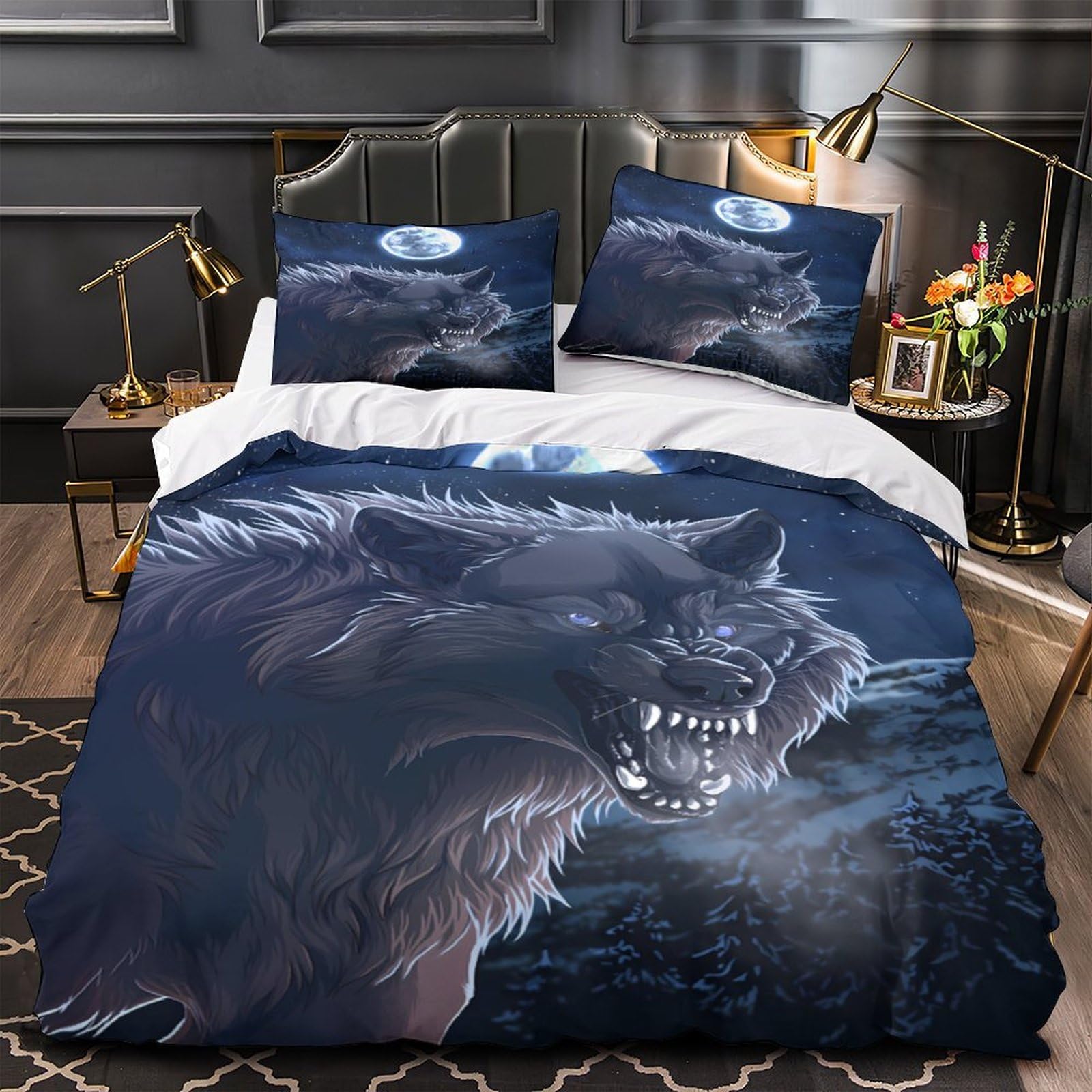 Housse de couette loup pour décorer une chambre de fille 3D