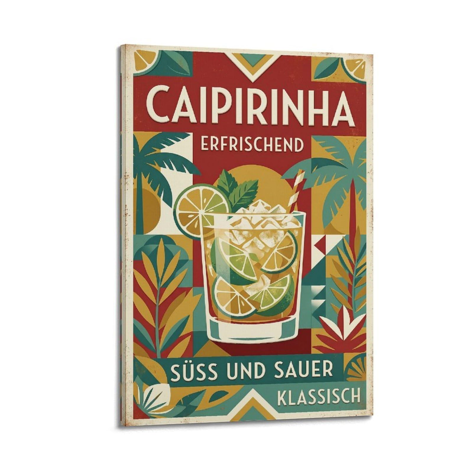 Xkuga Boys Frame-Style Caipirinha Brazilian Lime Rum Mixology Cocktail Poster Guide Modern Decorative Canvas Prints - Ideal Wall Art For Family, Man Cave, Game Room, & Girls Bedroom 24X36inch(60X90cm)