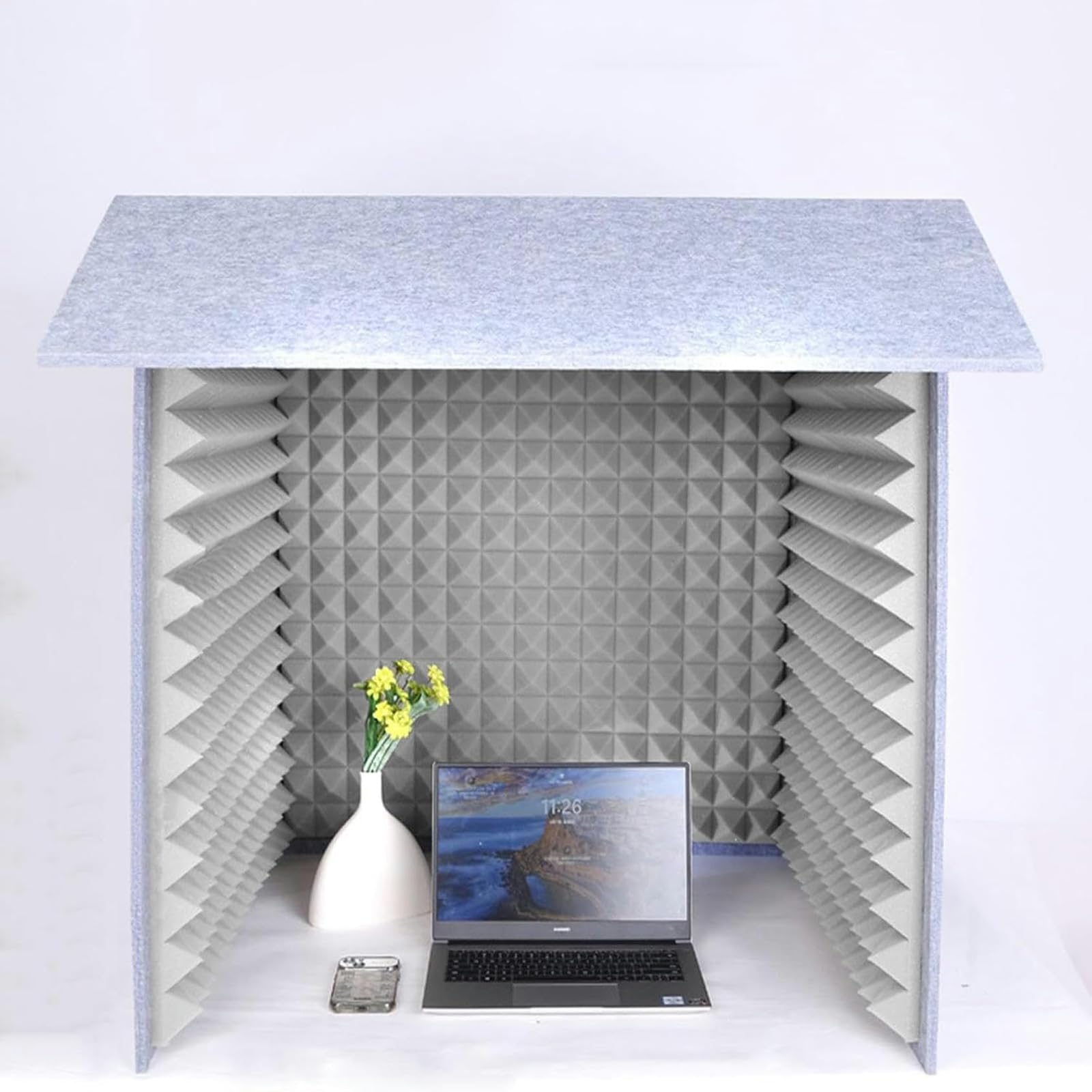 FfiMe Portable Vocal Recording Booth, Desktop Vocal Booth for Recording, Self Made Sound Booth Box, High Density Absorbent Foam To Filter Vocal,60 * 60 * 60cm, for Home Studio, Music Recording