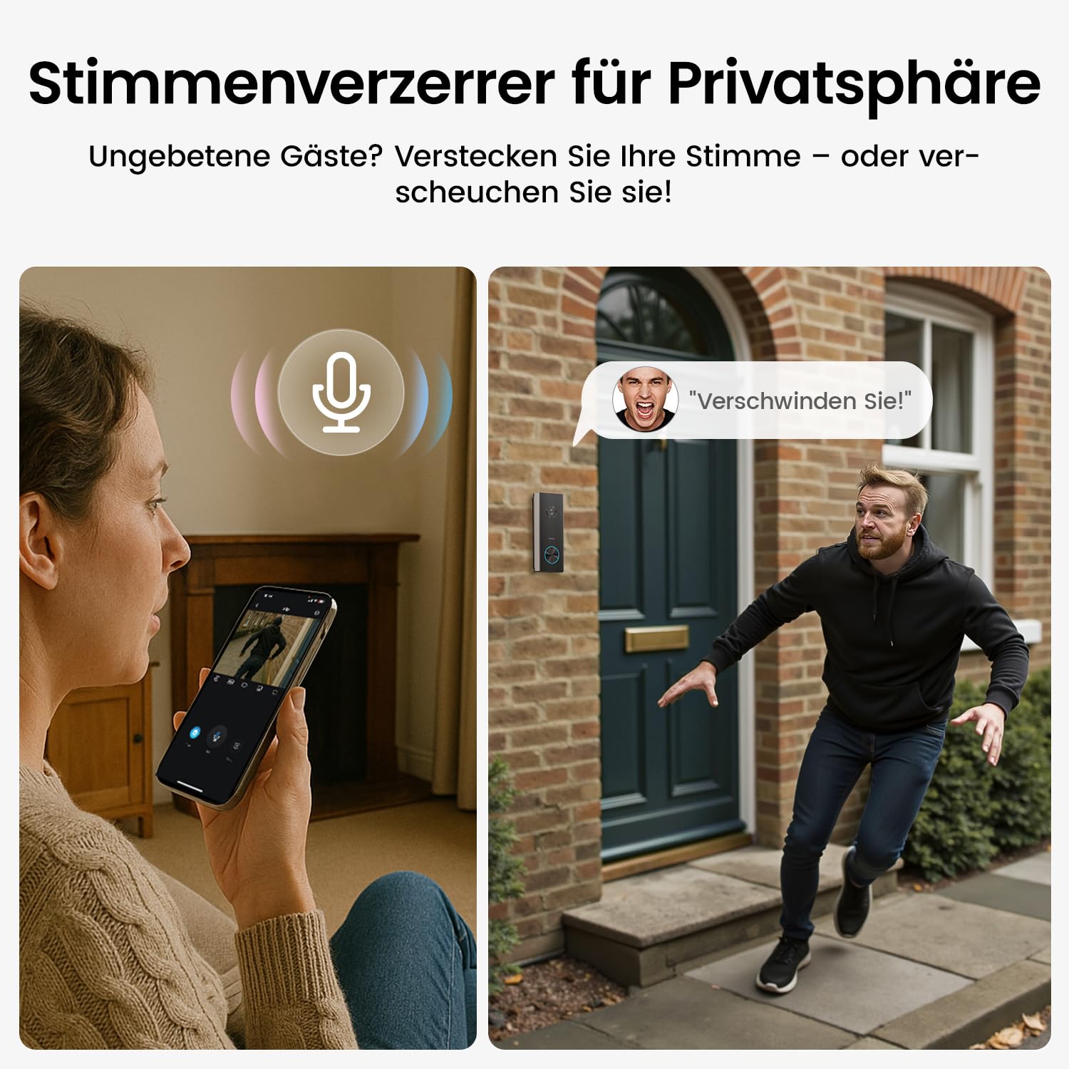 aosu Türklingel mit Kamera 2K Video Türklingel, Verschlüsselte Speicherung klingel Kamera mit K.I. Personenerkennung mit AI, batteriebetrieben, Arbeit mit Alexa