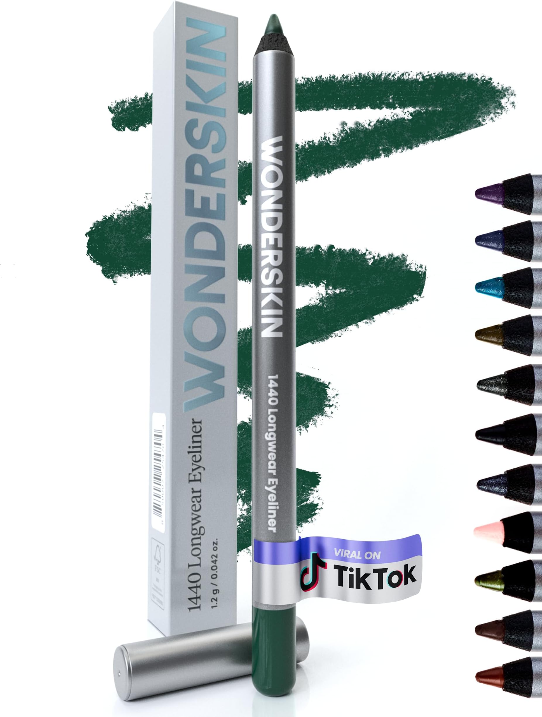 Wonderskin Eyeliner Pencil, 1440 Longwear Green Eyeliner Pencil - Waterproof, Sharpenable & Smudge Proof