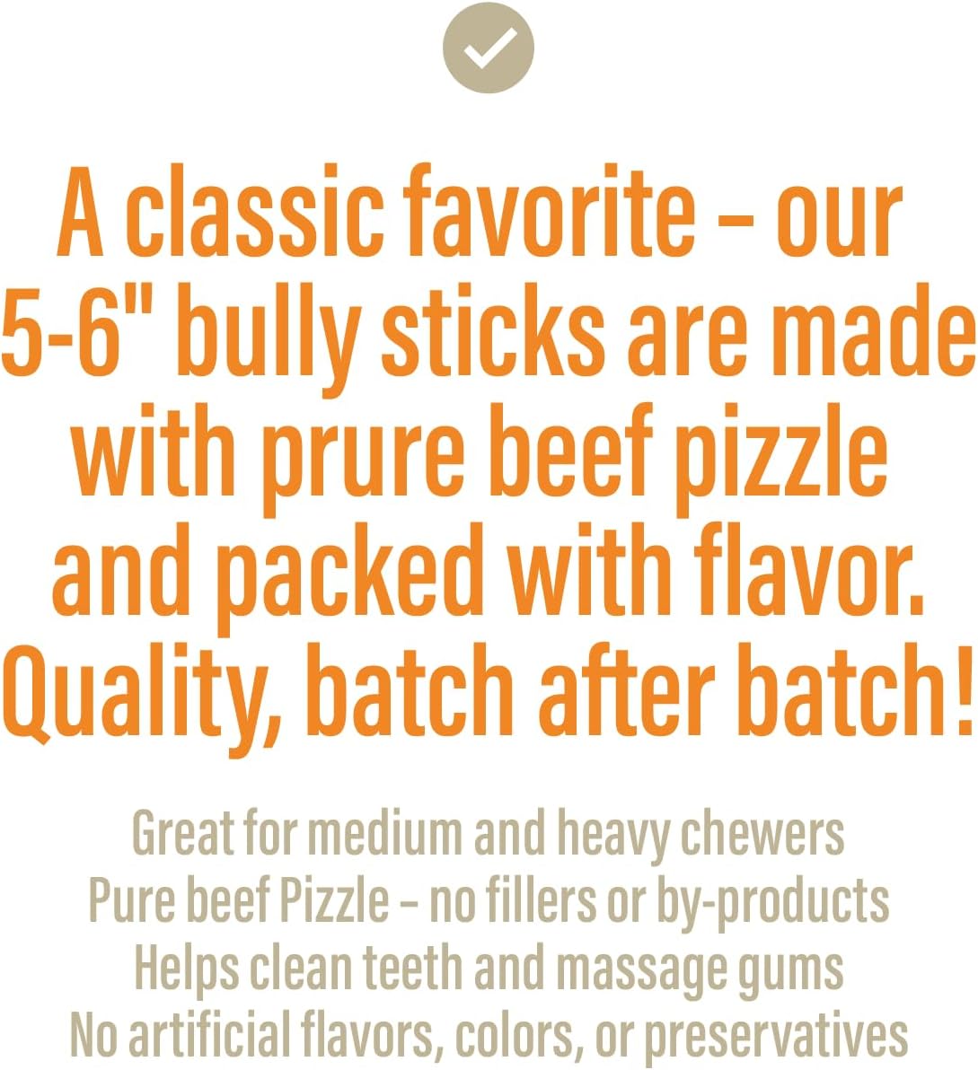 Chewer's Joy Bully Sticks (8oz) – Natural Dog Treats – Single Ingredient Long-Lasting Chews, High Protein