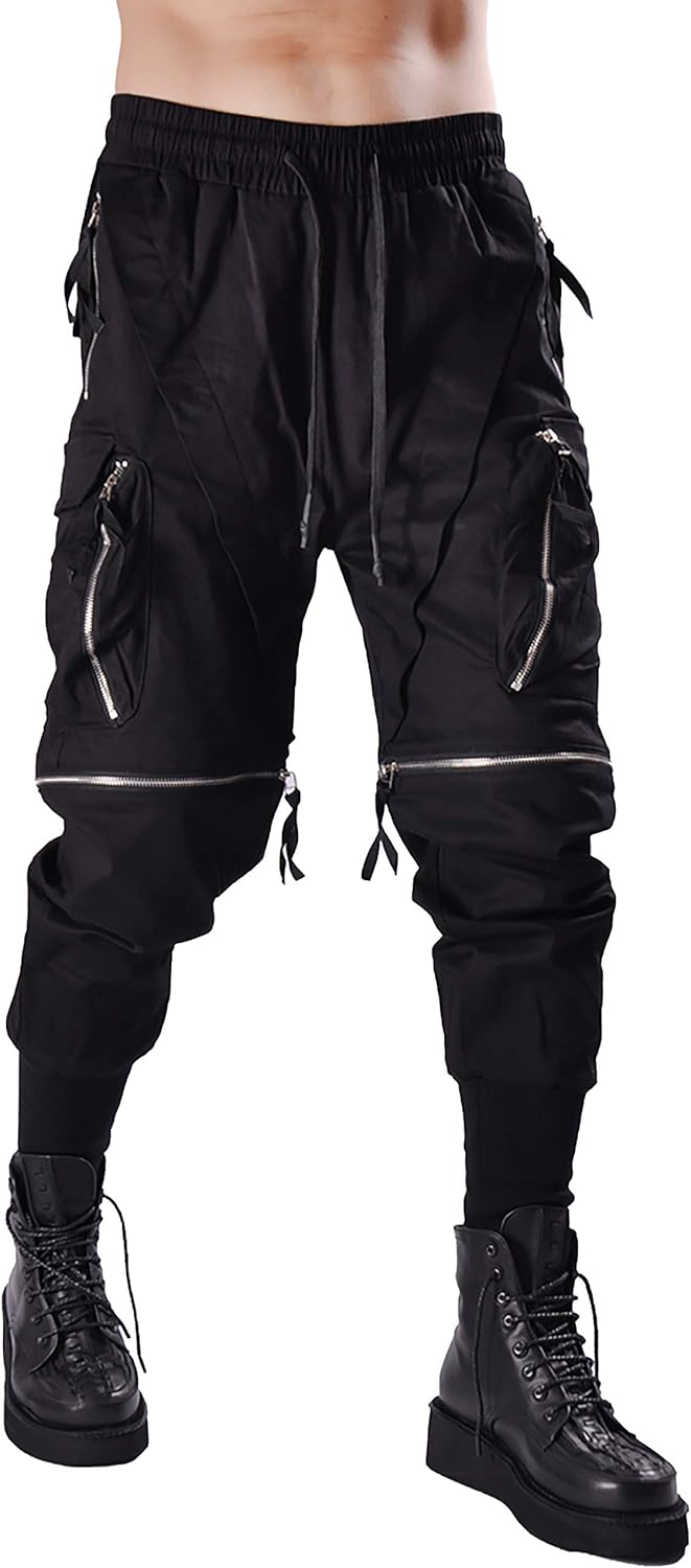 MOKEWEN Men's Jogger Pockets Ankle Athletic Ankle Cargo Pants Medium U014