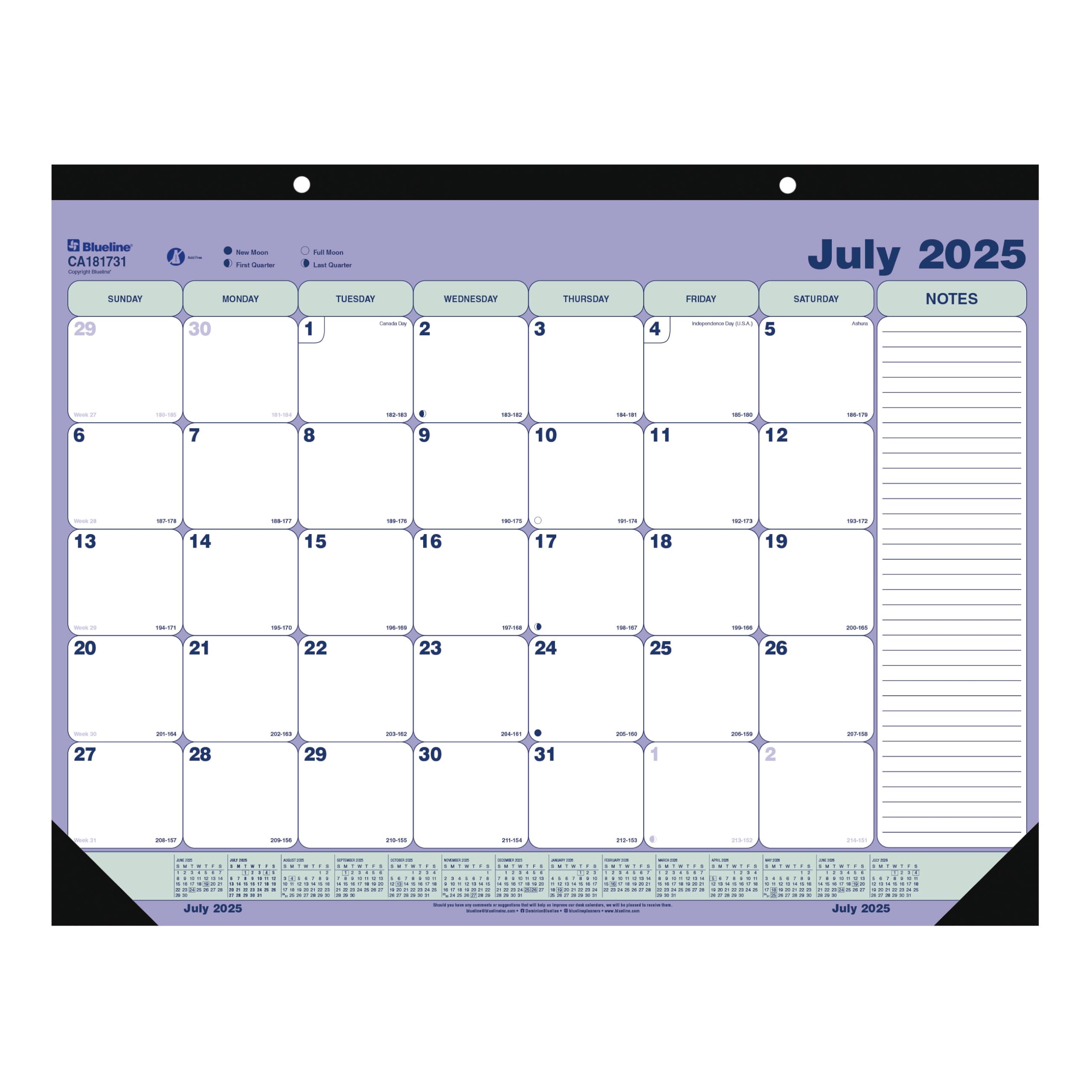 Blueline(r) Academic Monthly Desk Pad Calendar, 13 Months, July 2025 to July 2026, 21.25" x 16" (CA181731-26)