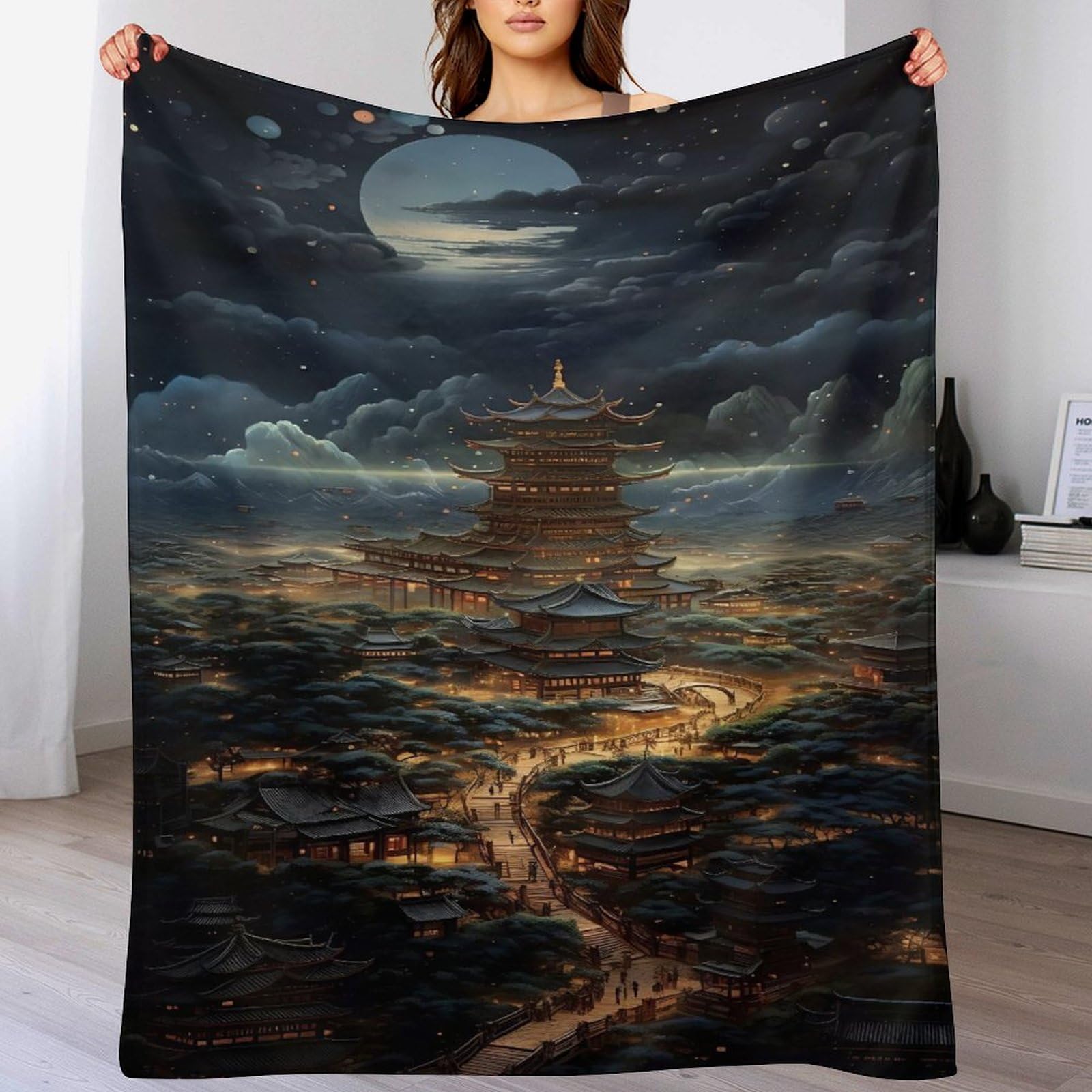Couverture polaire flanelle style japonais comme housse de canapé ou drap de lit
