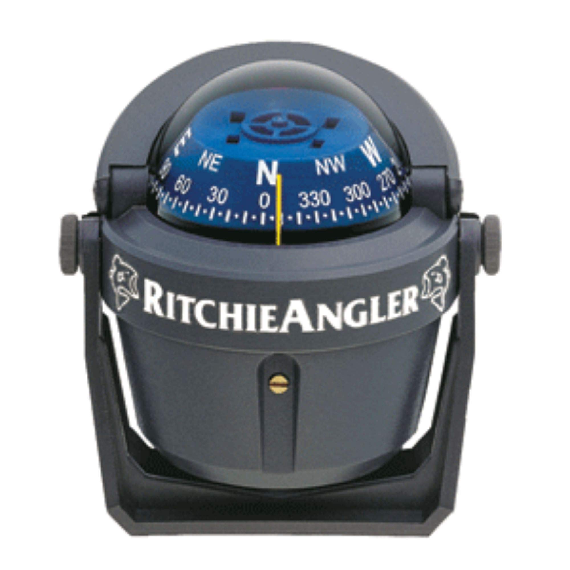 8" Gray, Blue, and White Nautical Ritchie RA-91 RitchieAngler Compass Bracket Mount