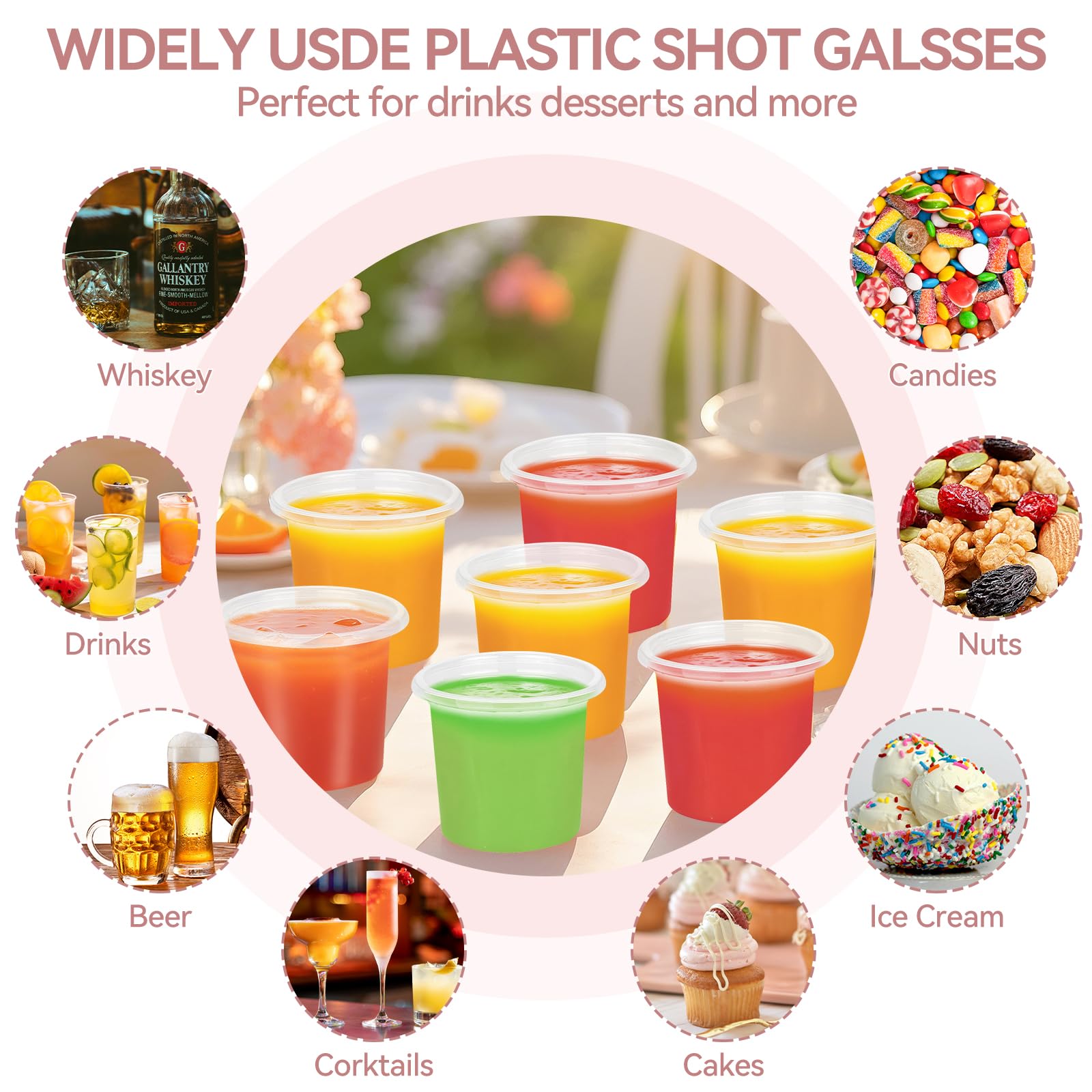 300 sztuk plastikowych kieliszków do wódki, 20 ml, plastikowe kubki wielokrotnego użytku, do degustacji, na imprezy i bankiety