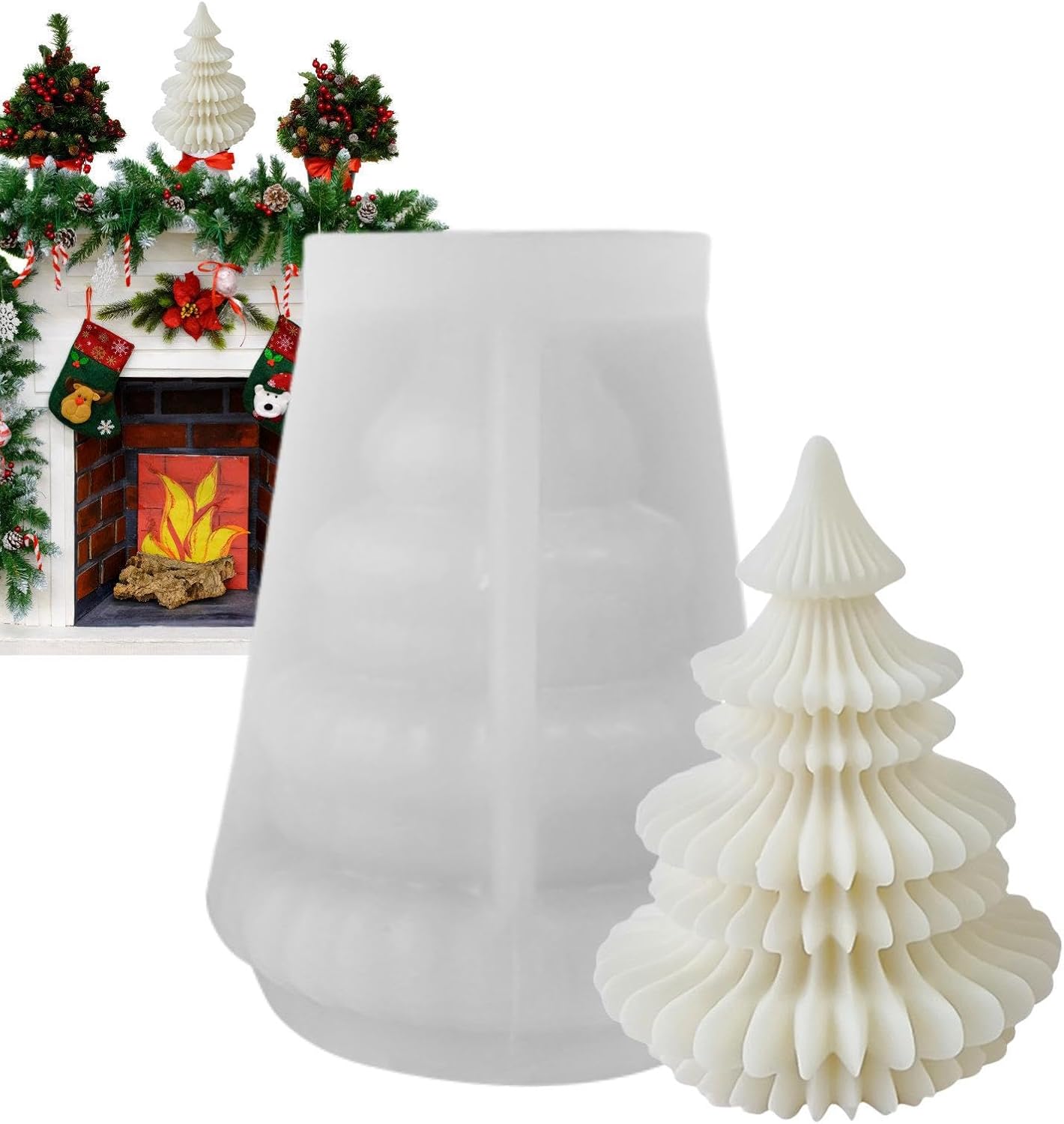 クリスマスツリー樹脂モールド - キャンドル用シリコンモールド,ホームデコレーションクリスマスキャンドルソープバー用DIYアートクラ