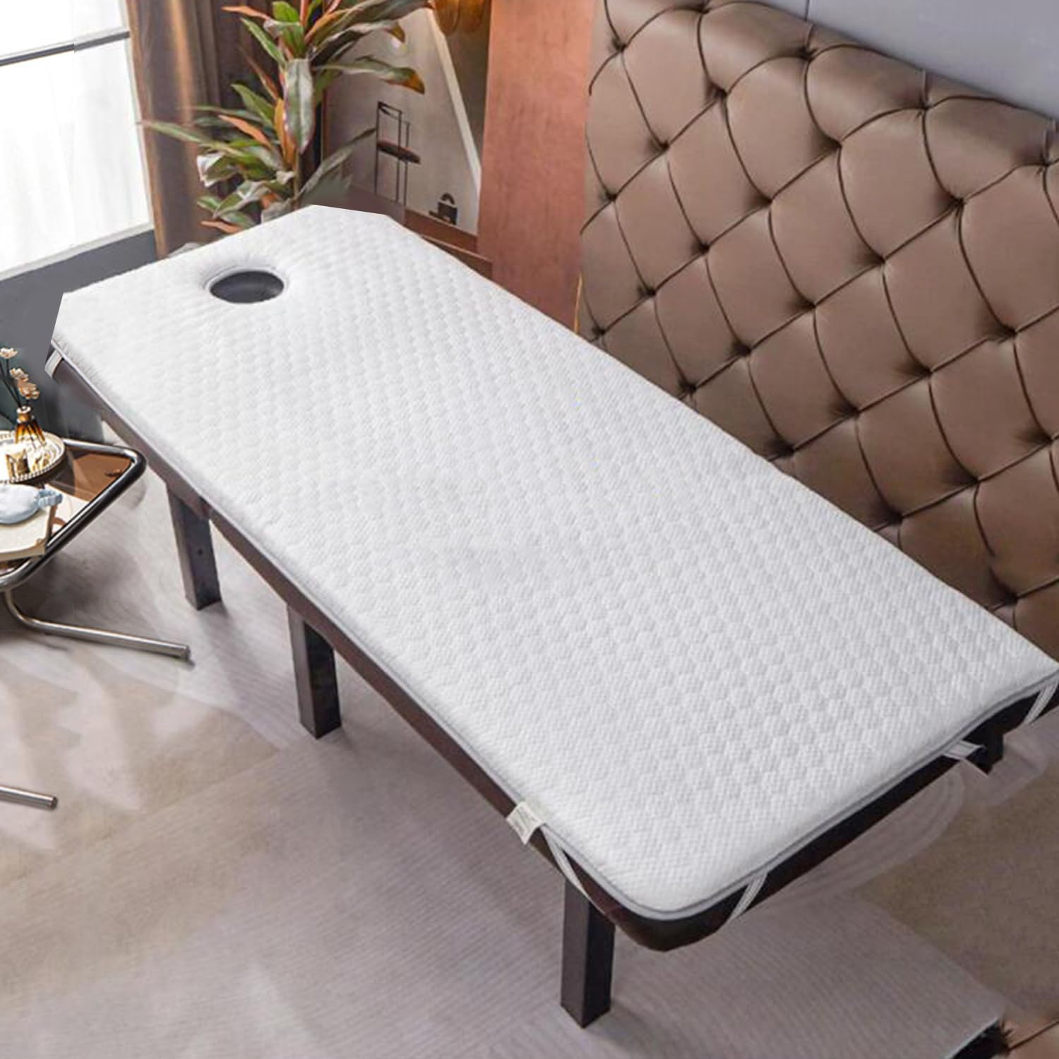 LXJDDLD Non-Slip Memory Foam Mattress Topper for Massage Table,Solid Color SPA Mattress Pad,Beauty Salon Spa Bed Mattress with Breath Hole,Trapezoidal Head,White1 T,70x190cm 2cm