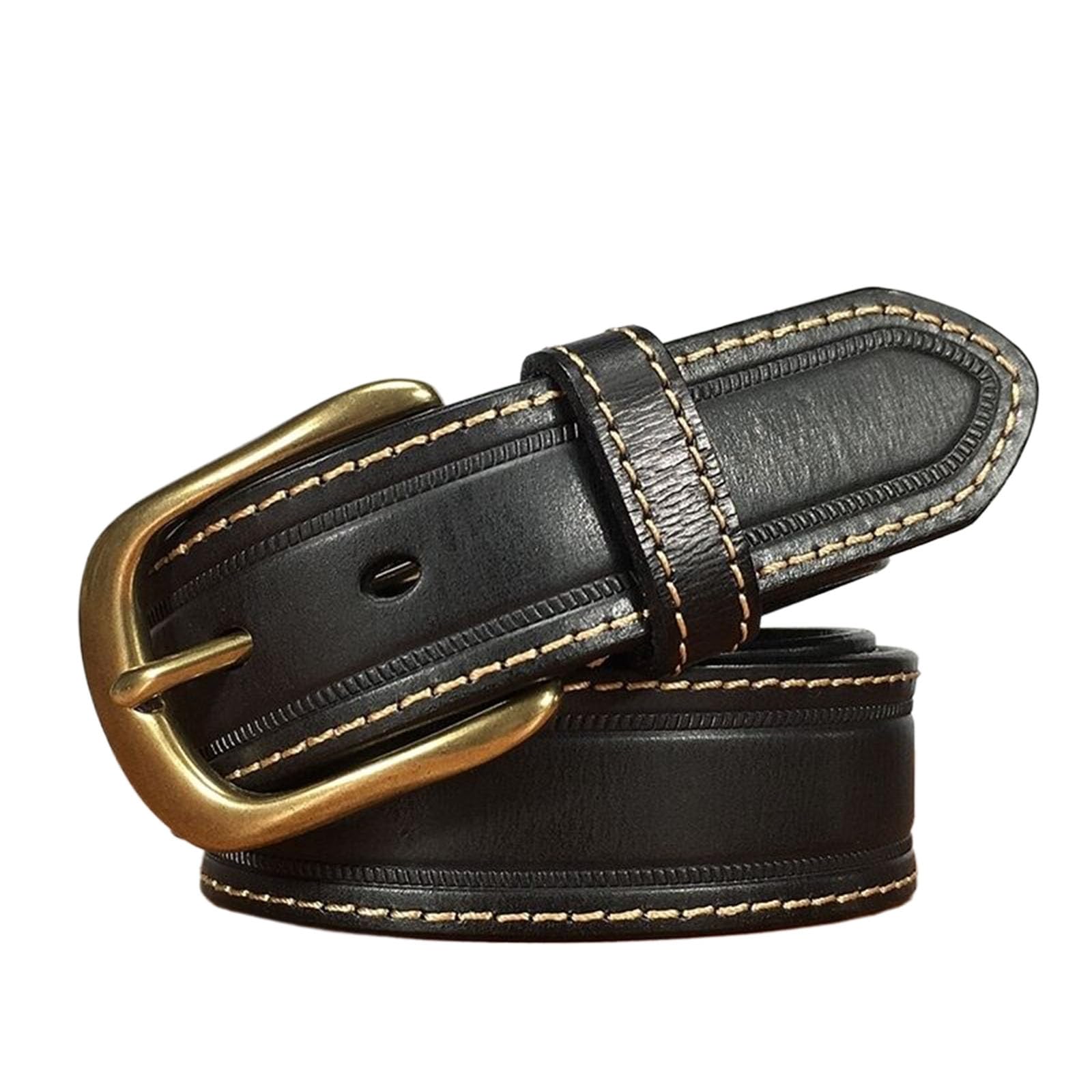 Cintura Uomo Pelle Fibbia ad Ardiglione, Cinture de Regolabile Western con Rivetti, Cintura de Borchiata Casual de Punk con Fibbia in Ottone Metallica,Nero,00CM/39.4''