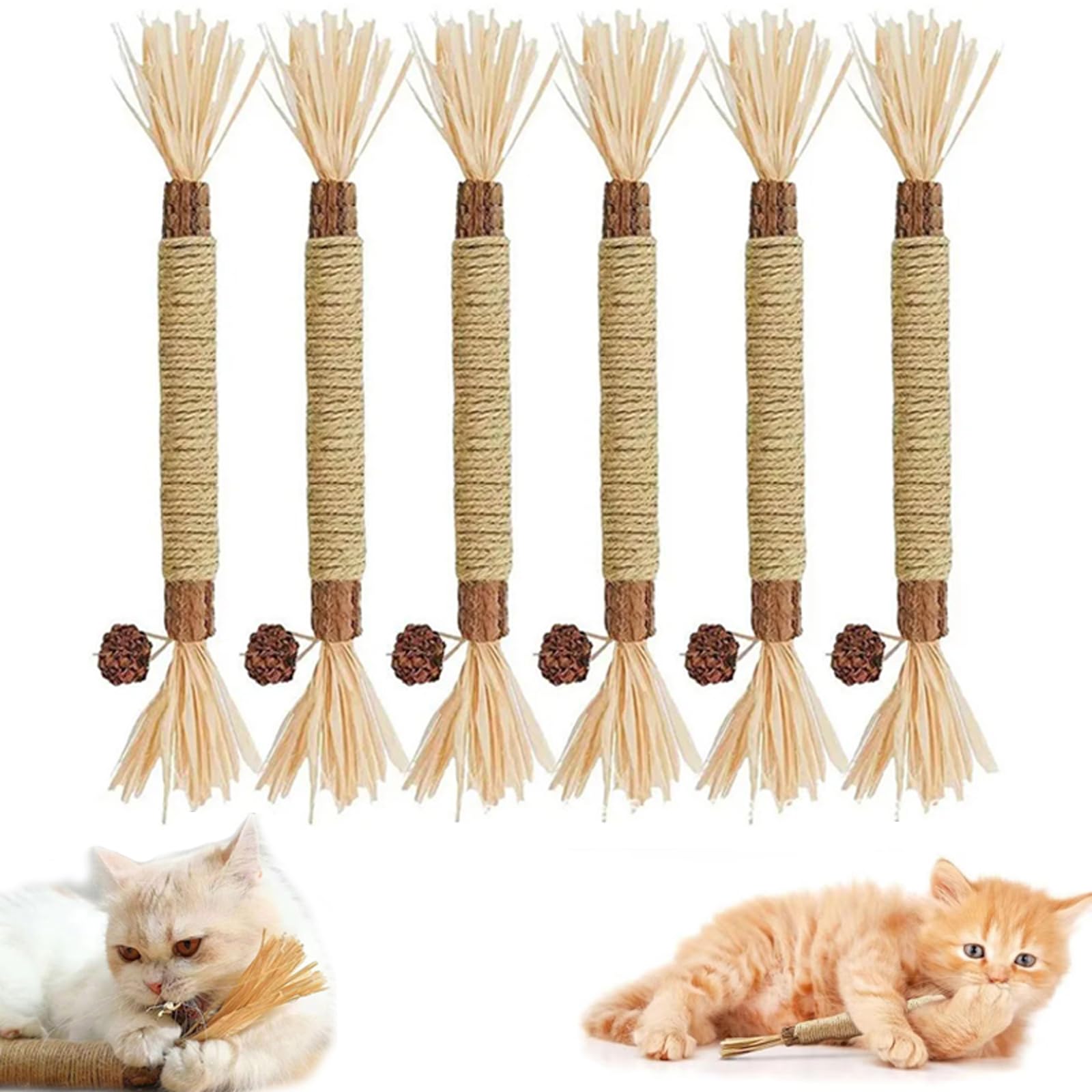 6PCS Puriq Natural Silvervine Dental Sticks, Silvervine Chew Sticks for Cats, Natural Catnip Chew Toys for Kittens Teeth Cleaning, Silvervine Sticks Cat Toys, Catnip Chew Sticks Cat Toy for Indoor Cat