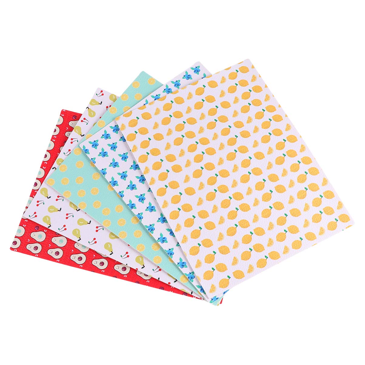 Jewelry Earrings 5PCS Faux Leather Sheets Fruit Printed PU Leather Fabric Sheets for Making Hair Bow Handbags Phone Case Earring Bracelet Glitter Fabric