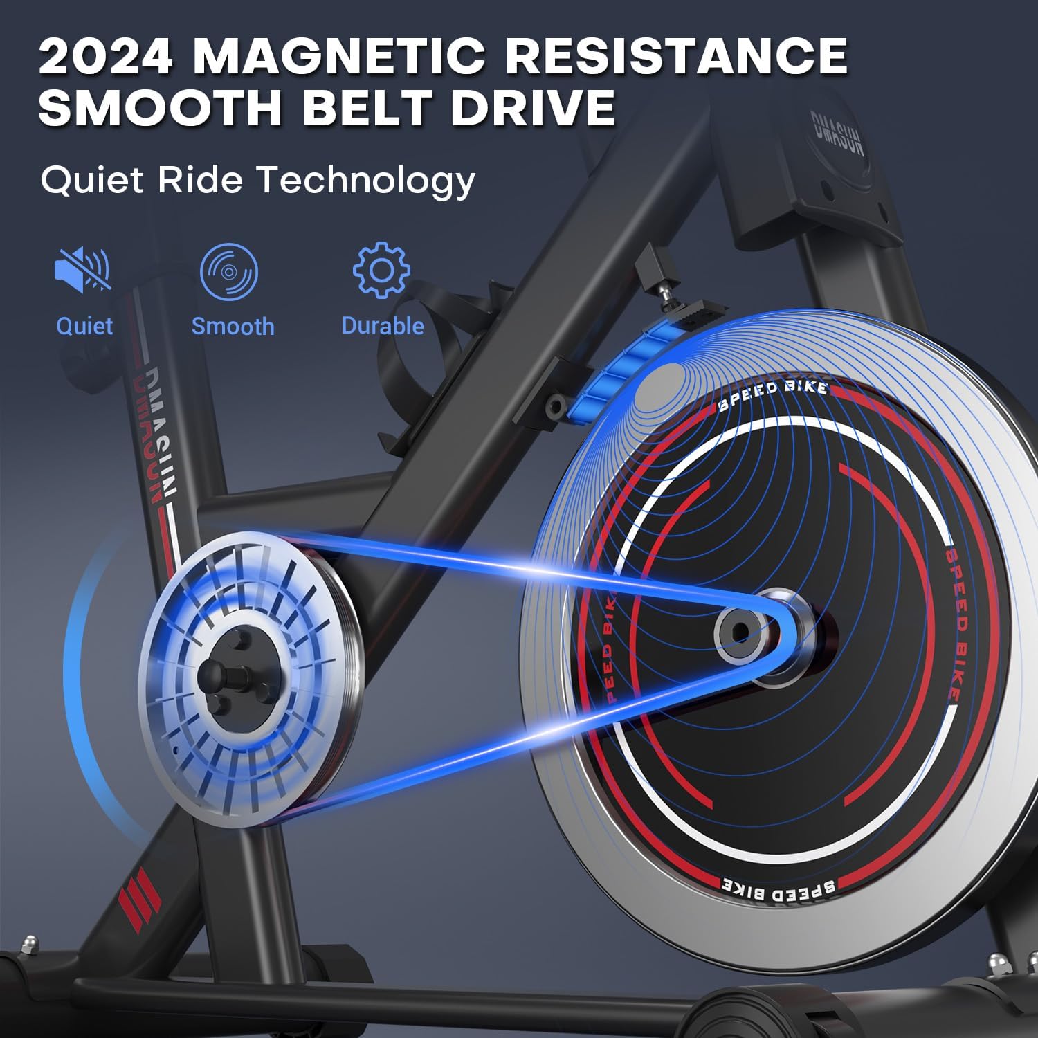 Exercise Bike, DMASUN Magnetic Resistance Pro Indoor Cycling Bike 330/350Lbs Weight Capacity Stationary Bike, Comfortable Seat Cushion, Multi - grips Handlebar, Heavy Flywheel Upgraded Version