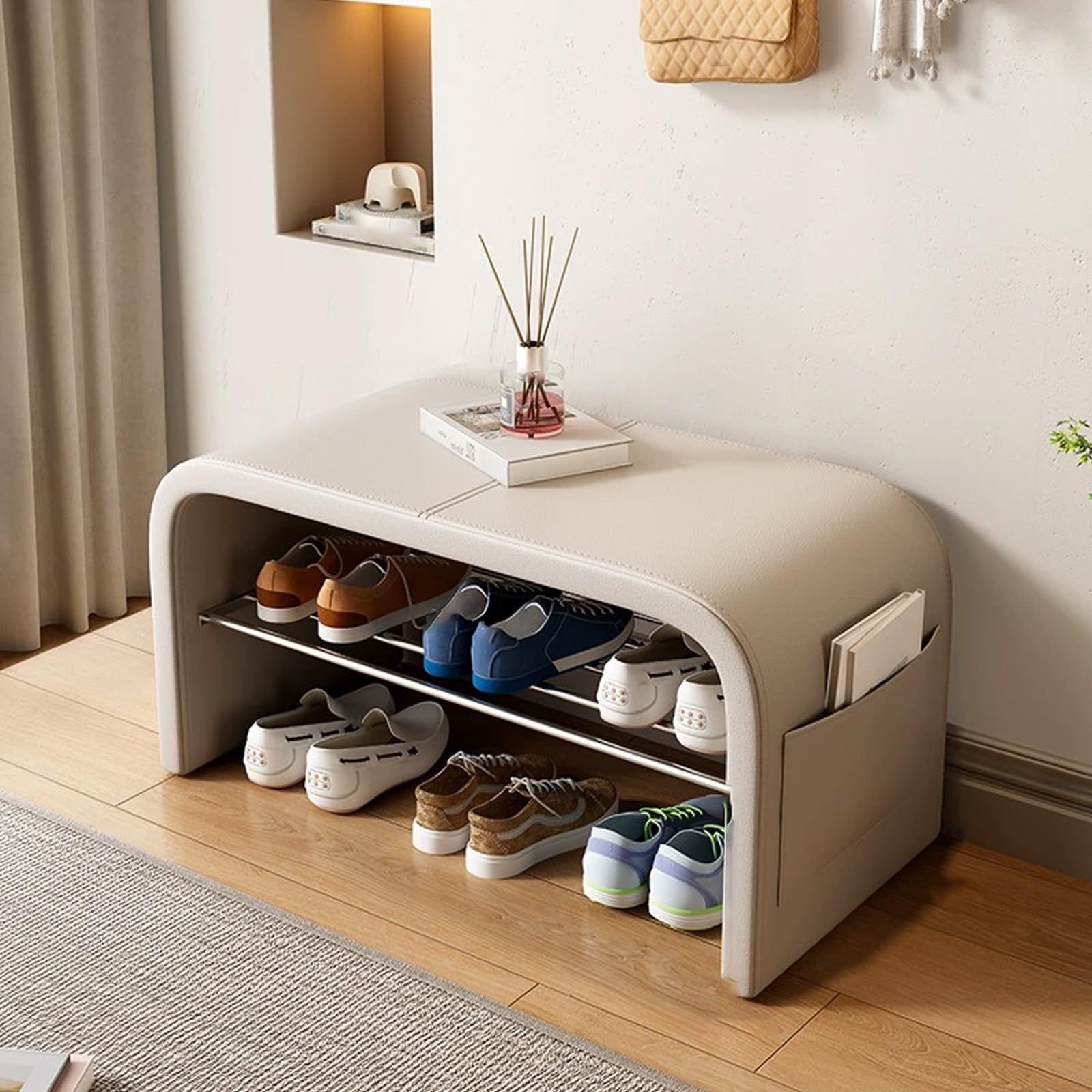 Panca scarpiera corridoi Imbottito, scarpiera camera da letto con seduta, moderno imbottita panca porta scarpe, scarpiera salvaspazio con seduta, panca ingresso al coperto, Adatto soggiorni, foyer.
