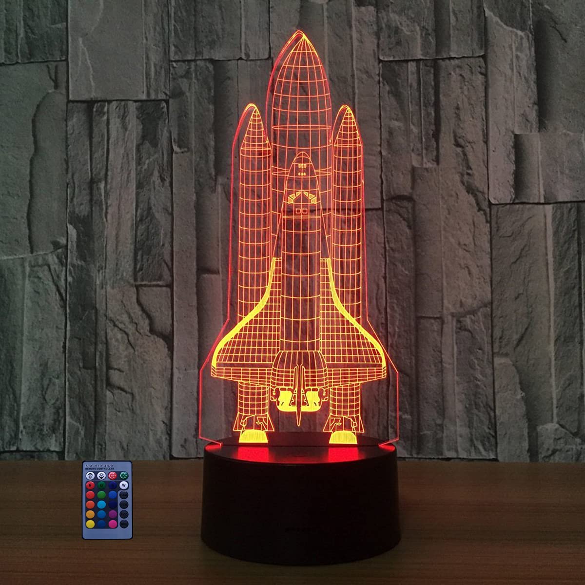 HPBN8 Ltd 3D Rocket Night Light USB Touch Switch Decor Table Desk Optical Illusion Lamps 7 Color Changing Lights LED Table Lamp Xmas Home Love Brithday Children Kids Decor Toy Gift