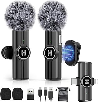 HEHOTTC Mini Wireless Lavalier Microphone for iPhone, iPad, Android Phone - Noise Reduction Lapel USB C Bluetooth Mic for Recording, Clip on Omni Lav Mic for Video Recording, Tiktok, YouTube, Vlog