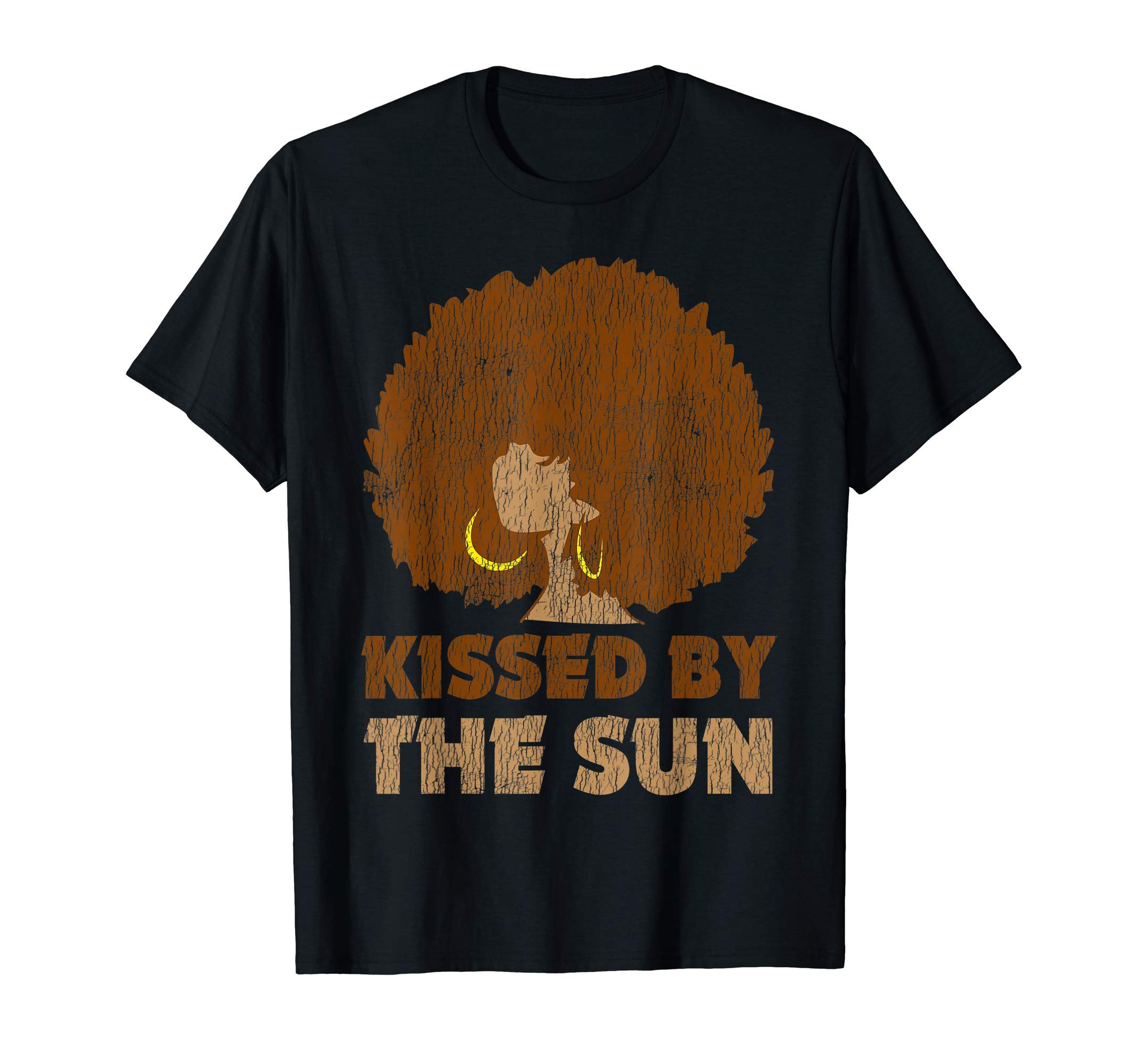 Schwarze Geschichte Melanin Apparel. USAVintage African Afro Kissed By The Sun Pride Melanin T-ShirtOEKO-TEX STANDARD 100