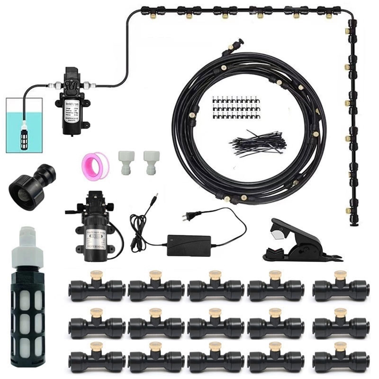 Kit de Sisteme de Enfriamiento por Nebulización con 12V Bomba, Personalizado Sisteme de Nebulizacion for Exteriores Terrazas Jardín Patio, Kits de Riego por Goteo for Césped, Flor, Invernadero