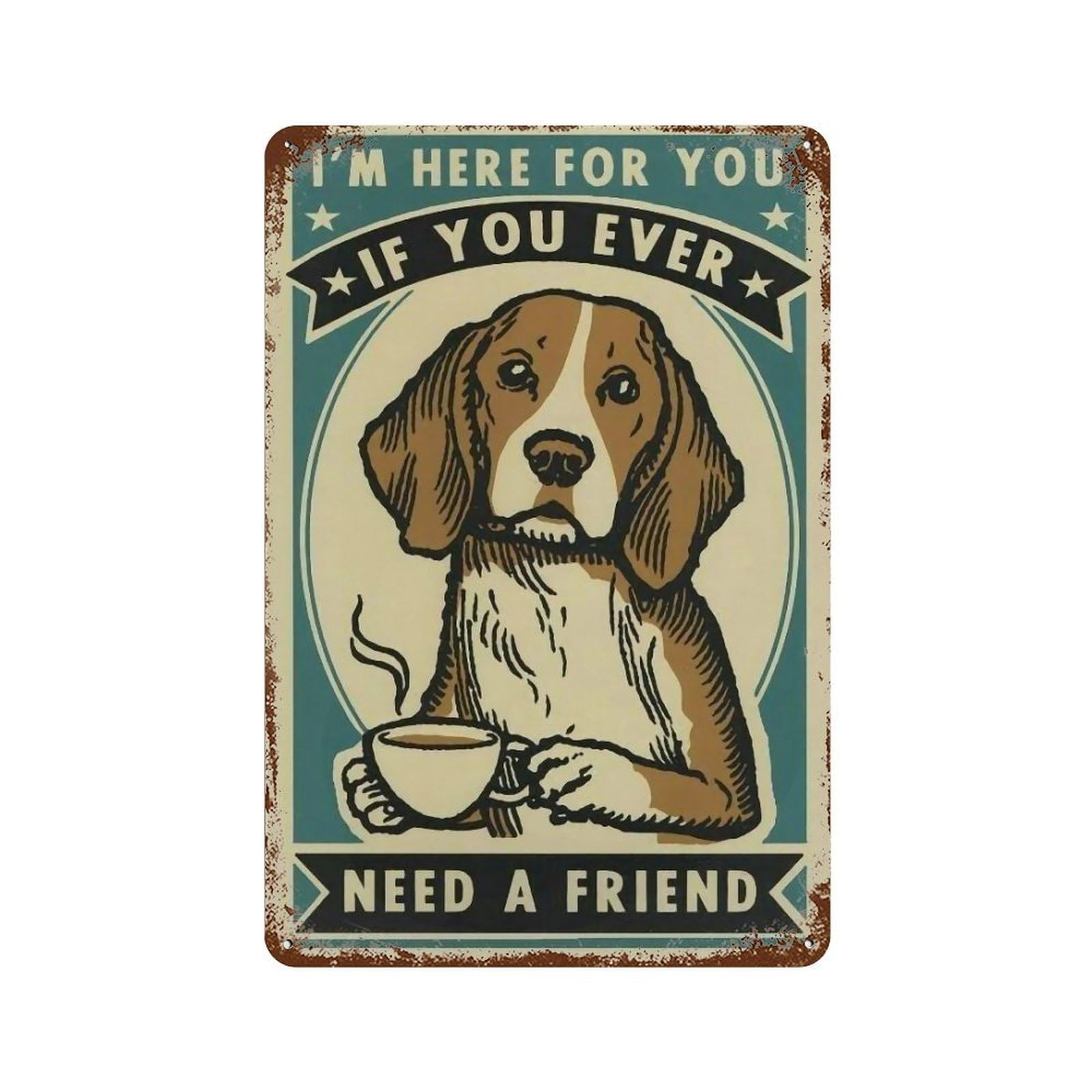 YHGERTKU Retro Funny Dog Wall Art Retro Iron Vintage Metal Tin Sign Poster Modern Decor for Living Rooms Gift 30x20cm