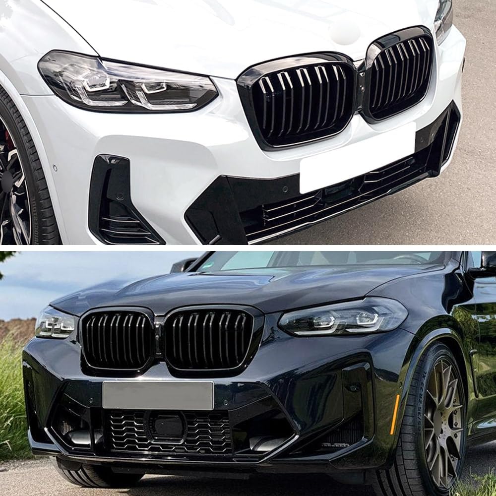 Grille de radiateur Gangying G01 G02 pour BMW X3 X4 G01 G02 Nieren Noir LCI Facelift X3 X4 Noir brillant Double chevalet 2022 2023 2024