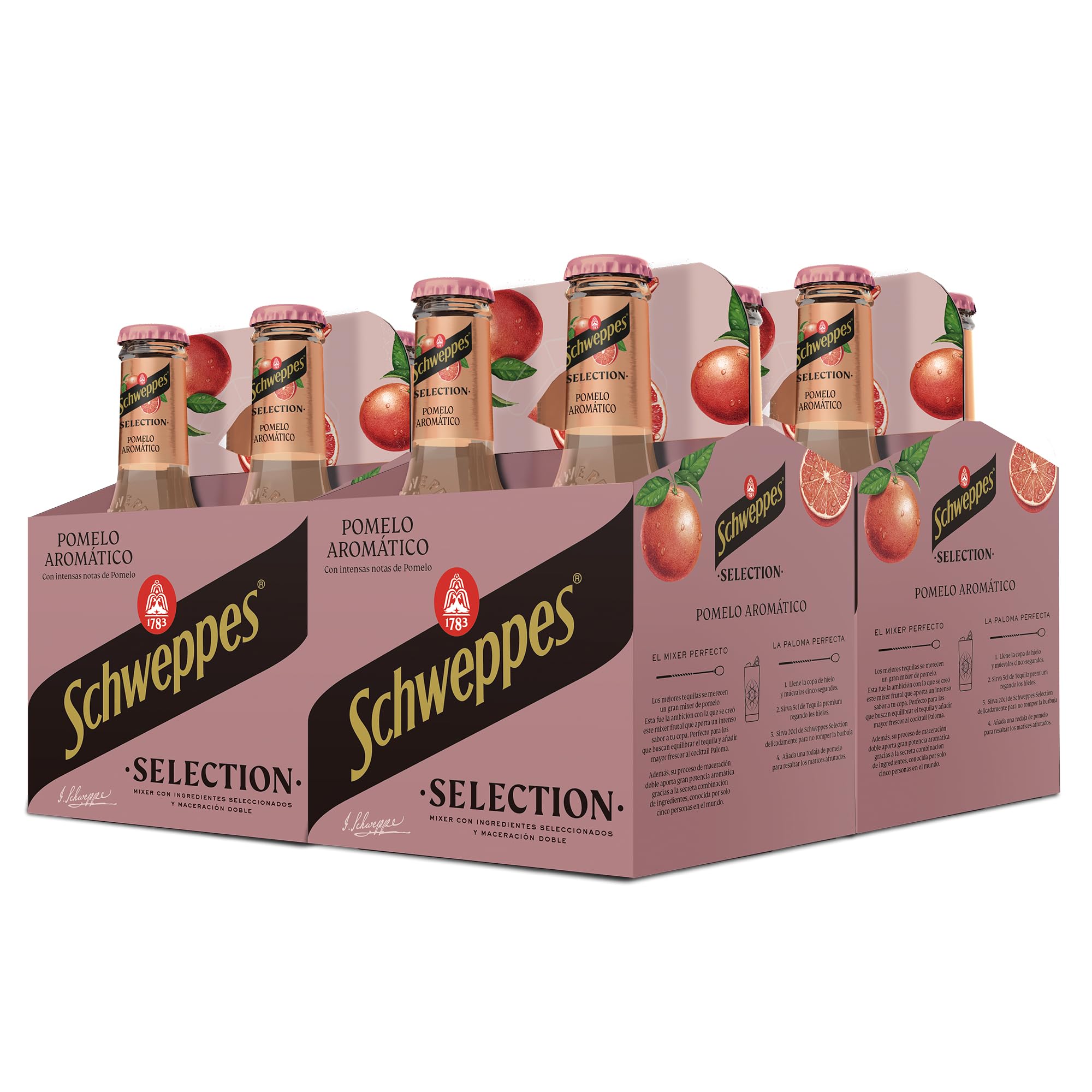 Schweppes Selection Tónica con Pomelo - Vidrio, Pack 6 cestas 4 x 20 cl (total: 24 botellas)