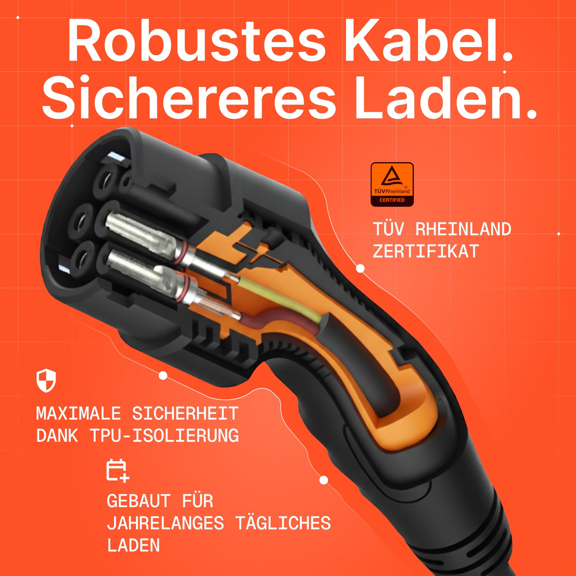 Kabel prosty do ładowania pojazdów elektrycznych EV, 11 KW, Typ 2, 3 fazy, 5m