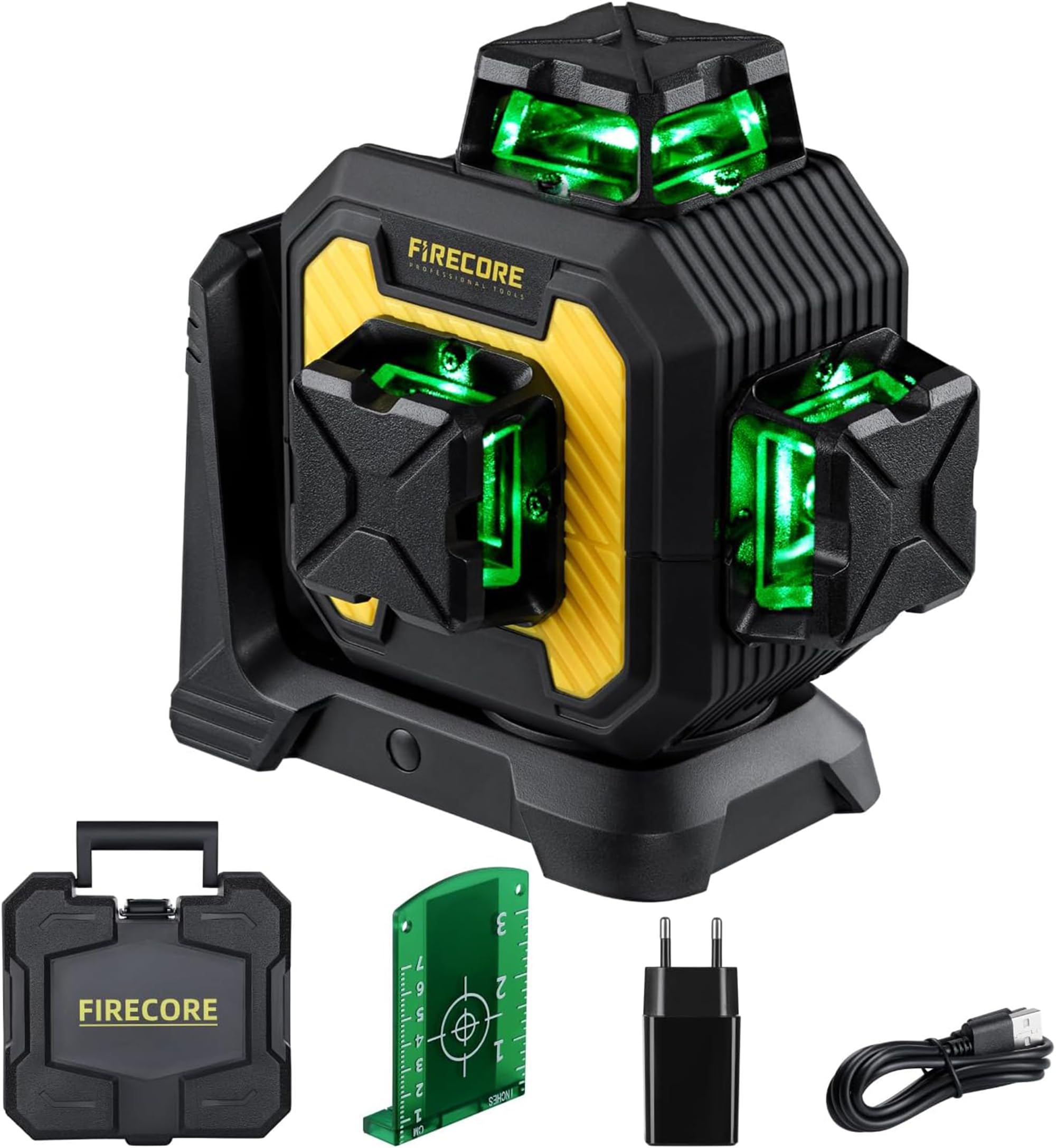 Amazon | Firecore 3Dレーザー墨出し器 3x360°グリーンレーザー 水平器