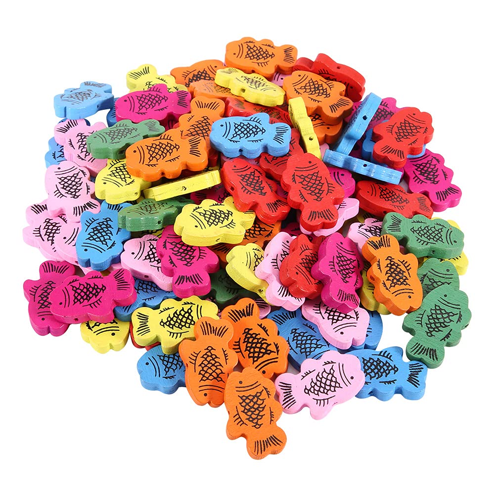 Bottoni da Cucire, Bottoni in Legno Multiuso a Forma di Pesce Decorativo per campanelli eolici per Scrapbooking per Abbigliamento Fatto a Mano(3 * 2 * 0,5 cm)