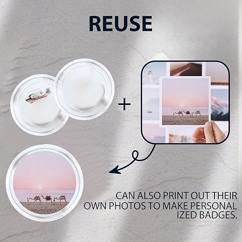 Miniatura 6 de Paquete de 20 pines de botón transparentes de 1.5 pulgadas, kit de botones para hacer tus propios botones acrílicos con juego de sublimación para