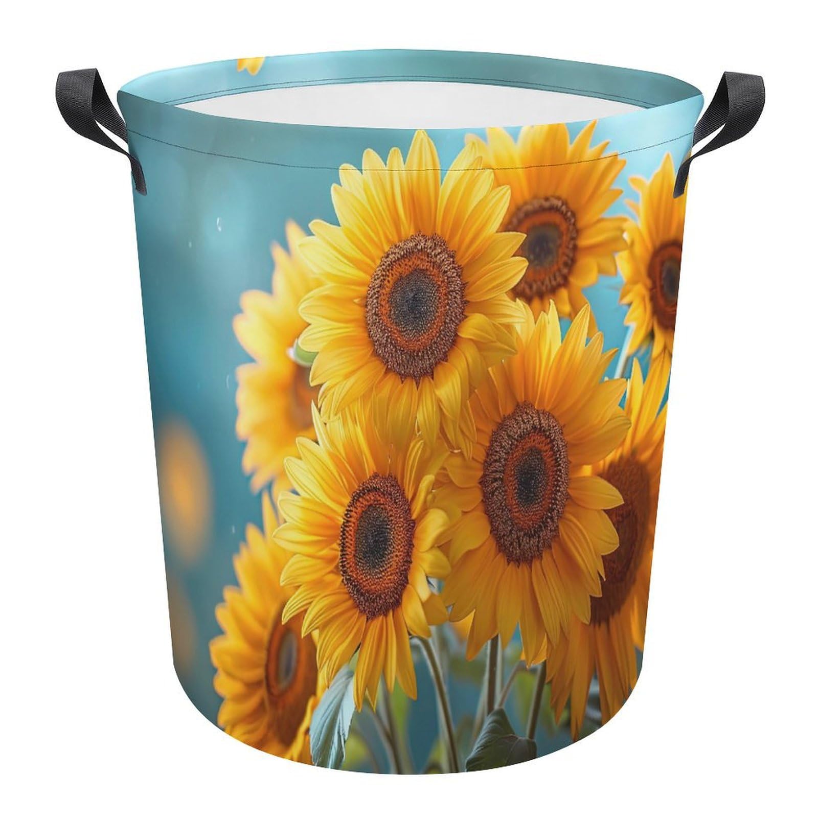 Cesta de lavadero impermeable redonda con flores cubo para ropa sucia duradero de 34x42cm