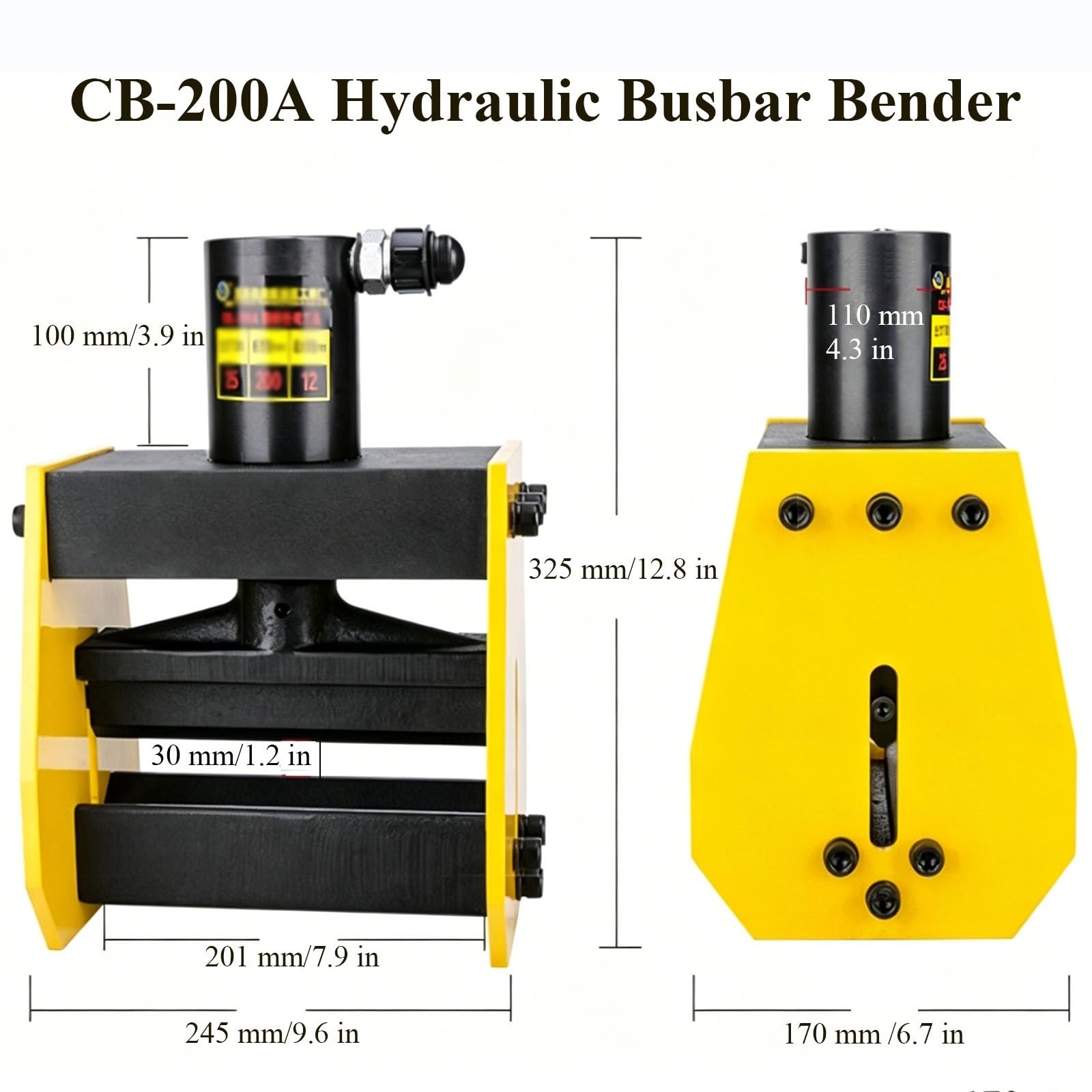 Dobladora hidráulica de barra colectora, herramienta de flexión de 0 a 90° para cobre, aluminio, hierro, funciona con manos, pies, bombas eléctricas, hasta 12 mm de grosor