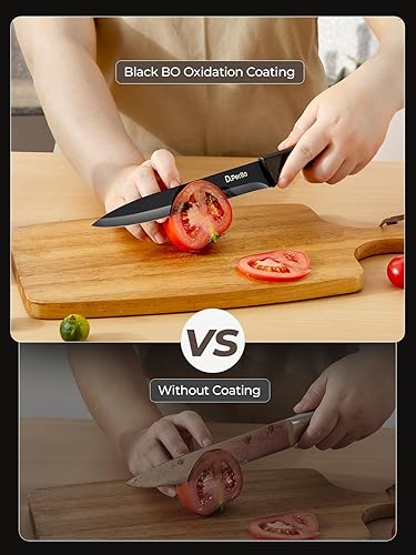 Miniatura 6 de D.Perlla - Juego de cuchillos con bloque, juego de 15 cuchillos con varilla afiladora, apto para lavavajillas, juego de bloques de cuchillos de