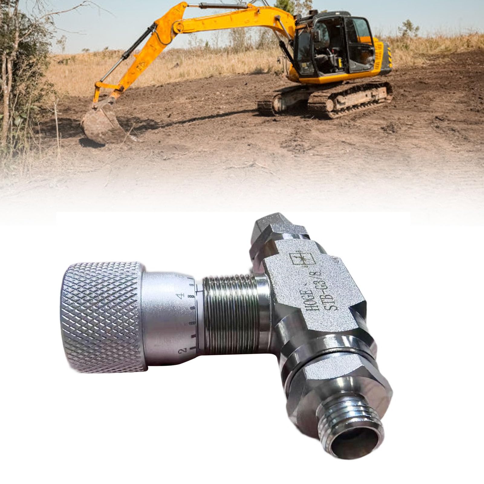 Vanne de Régulation de Débit G3/8, Limiteur de Débit Hydraulique Bidirectionnel pour Mini-pelle de 1 à 2 Tonnes, Raccord Double Voie en Acier allié